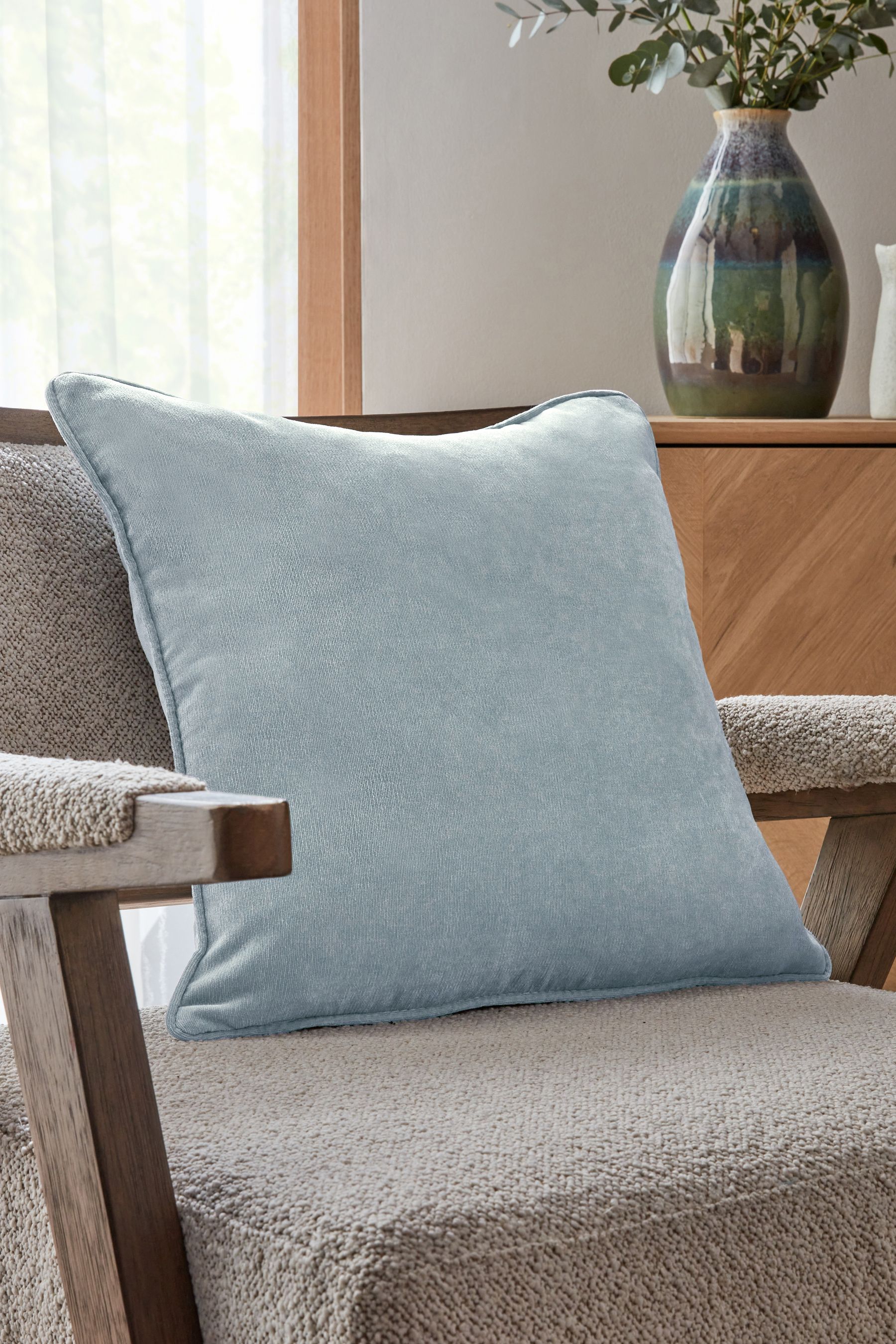 Buy Light Blue 45 x 45cm Soft Velour Cushion from the Next UK online shop