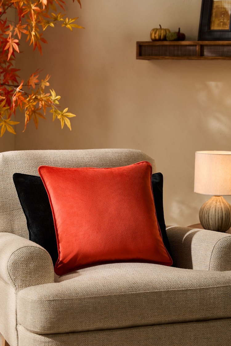 Bright Orange 43 x 43cm Matte Velvet Cushion - Image 1 of 4