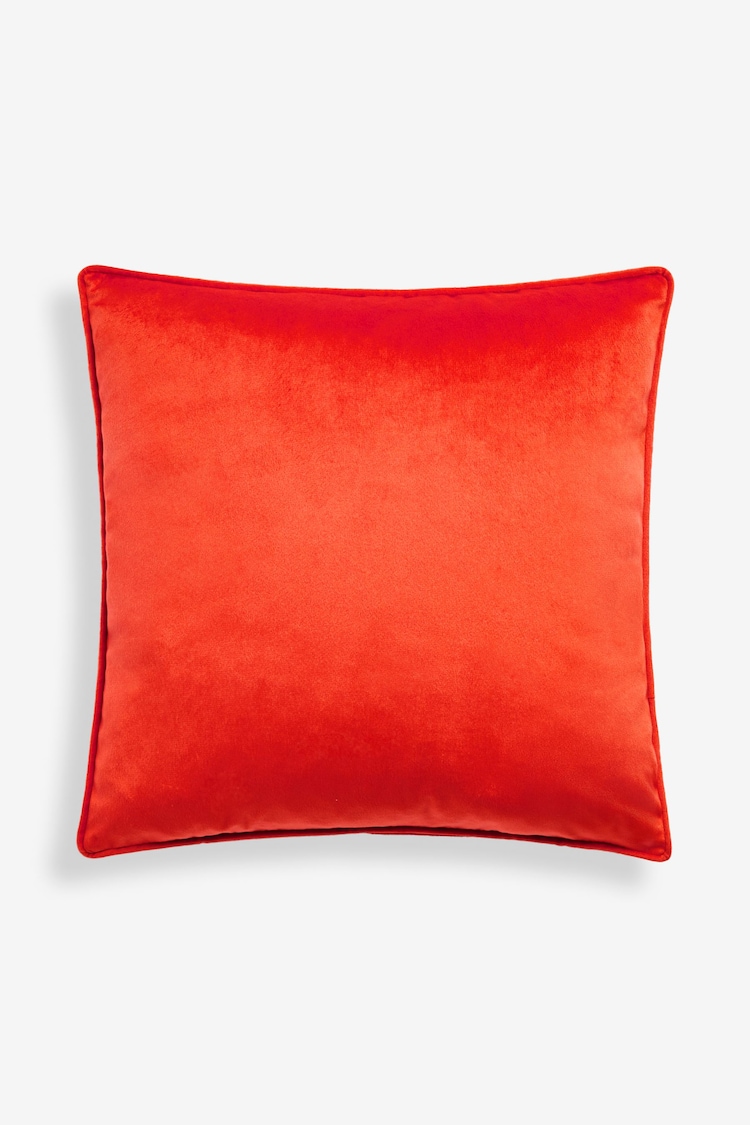 Bright Orange 43 x 43cm Matte Velvet Cushion - Image 2 of 4