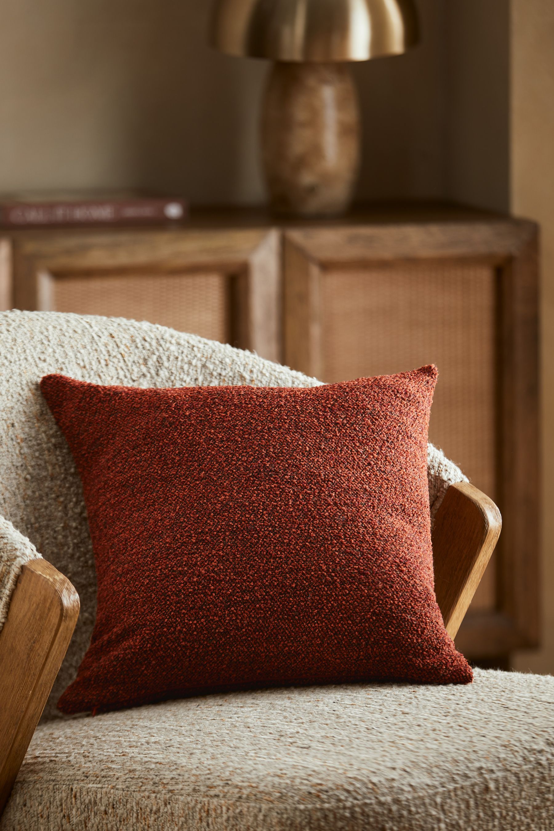 Buy Rust Brown 43 x 43cm Barnie Boucle Cushion from the Next UK online shop