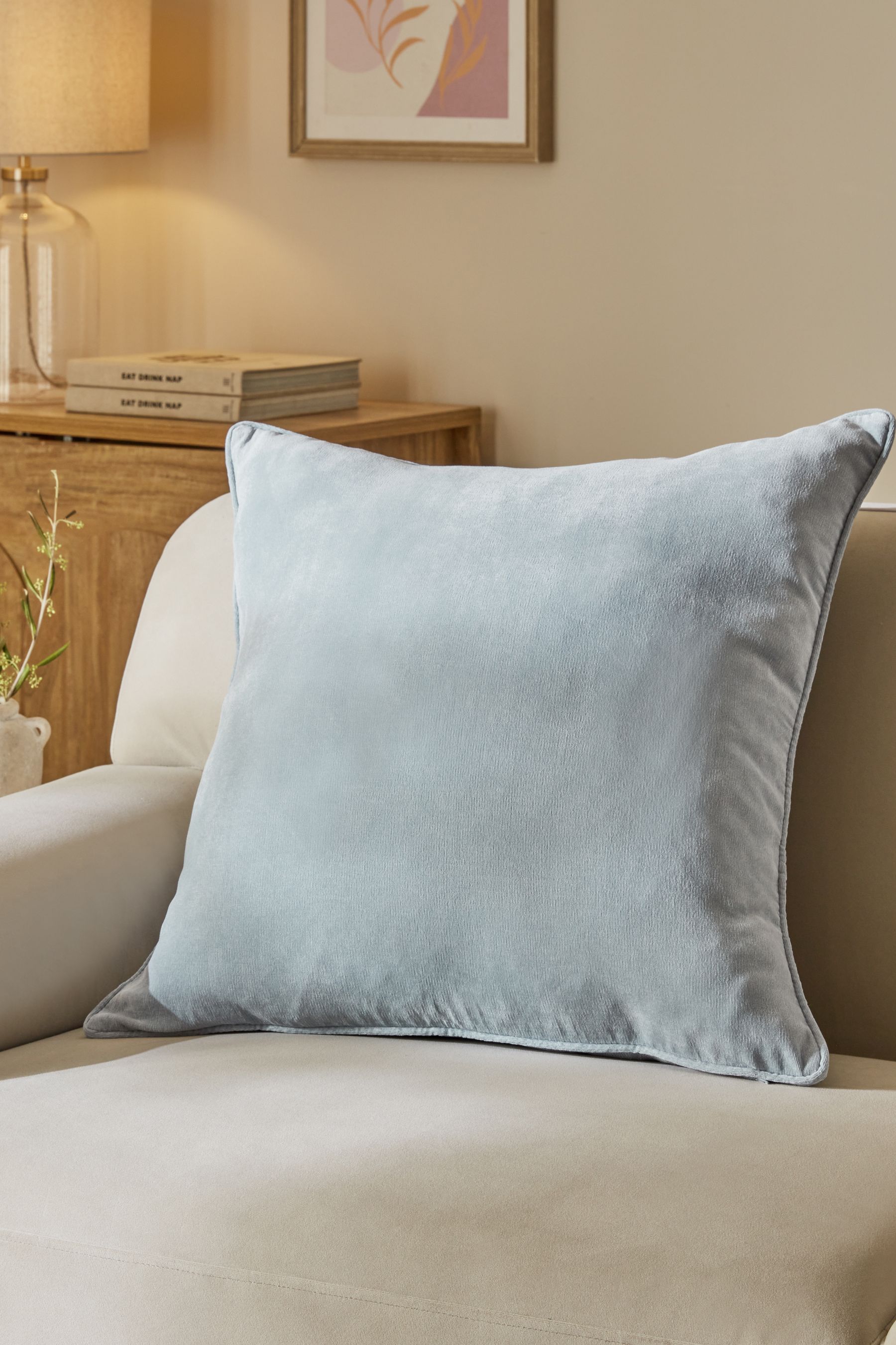 Baby blue velvet pillow deals