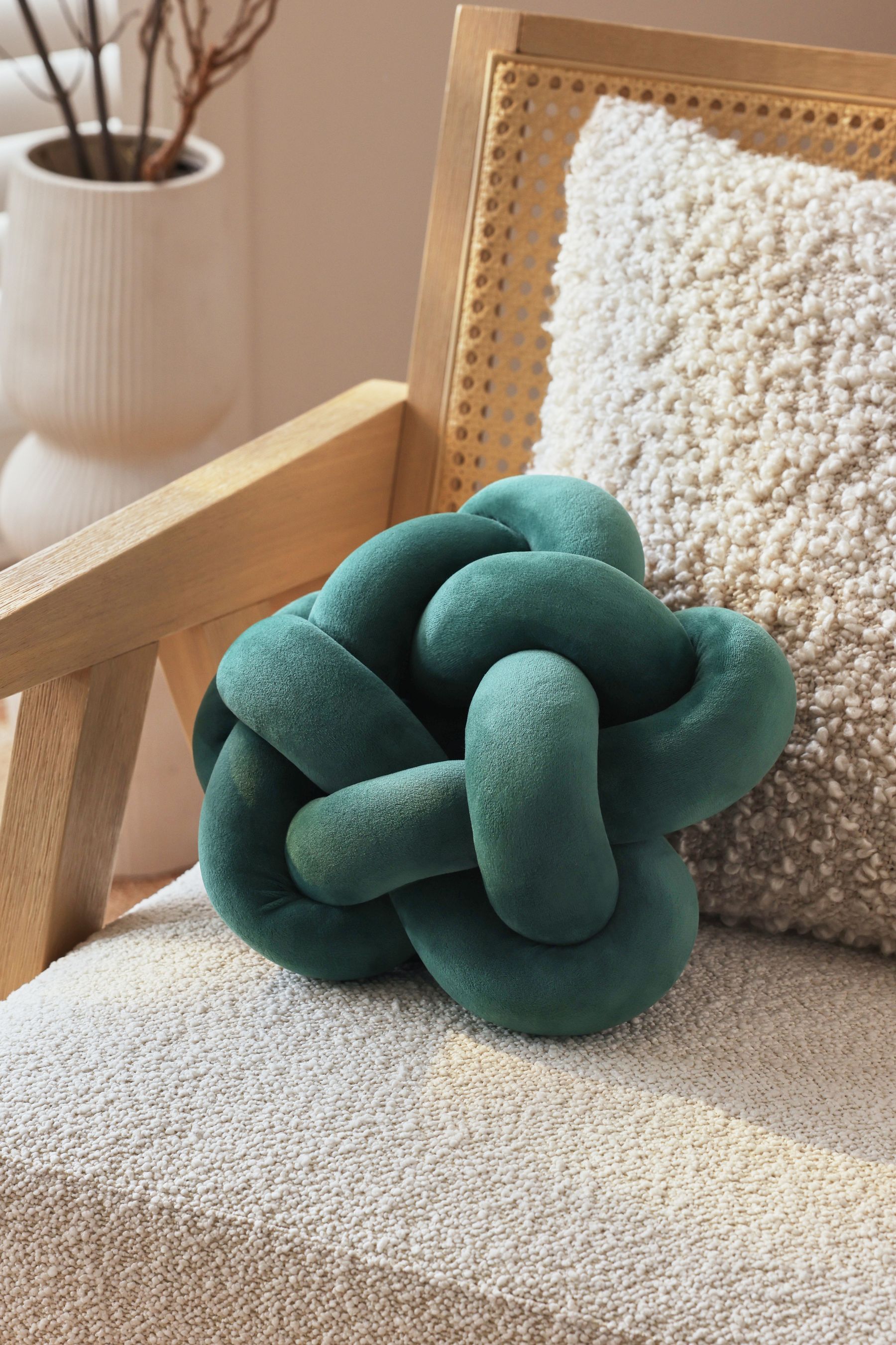 Velvet knot pillow sale