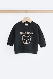 Black/White Bear Baby 100% Cotton Sweatshirt and Joggers Set - Image 9 of 16