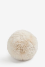 Ivory Cosy Faux Fur Ball Cushion - Image 3 of 5