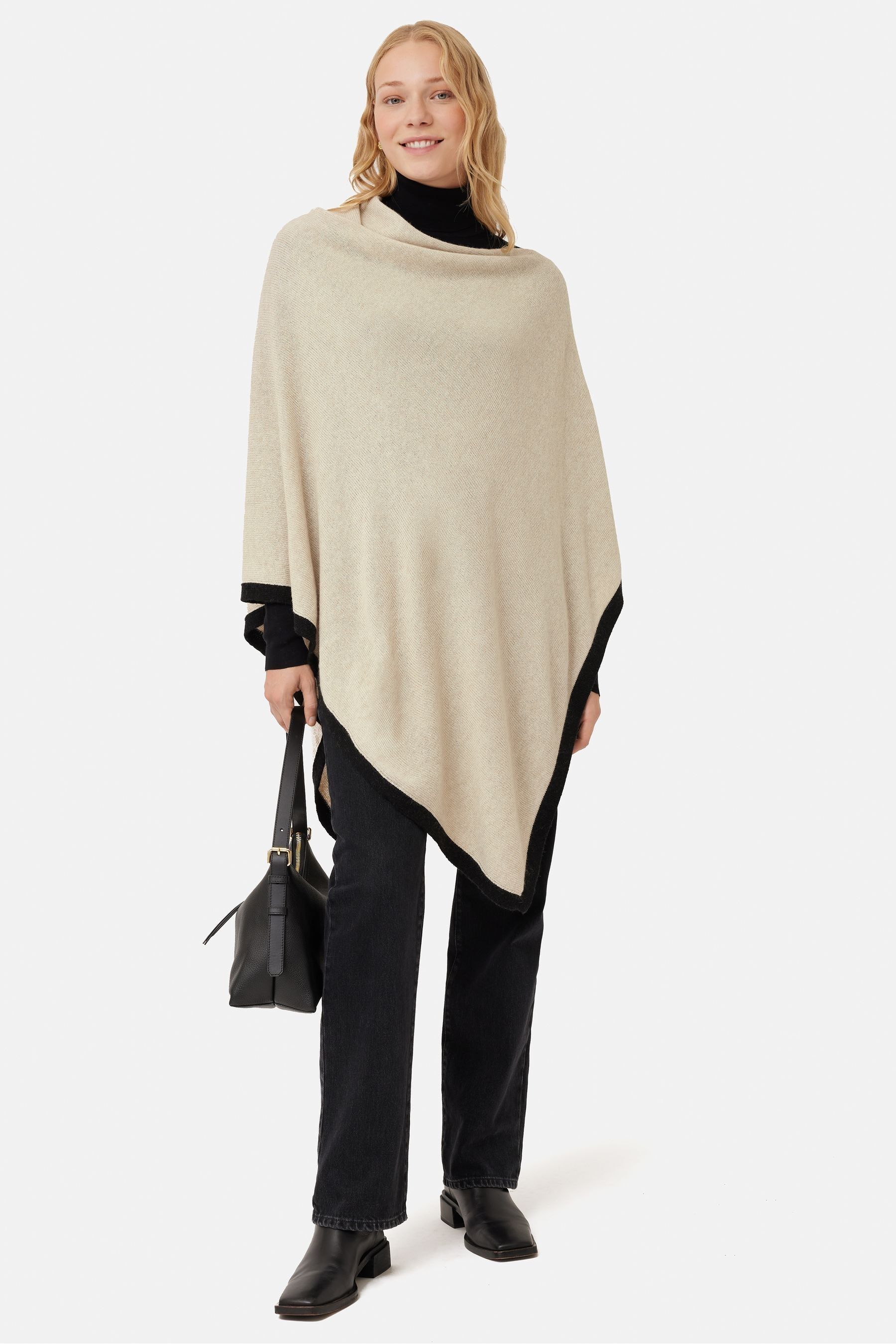 Buy Jigsaw Cream Black Wool Blend Poncho with Cashmere from Next Australia
