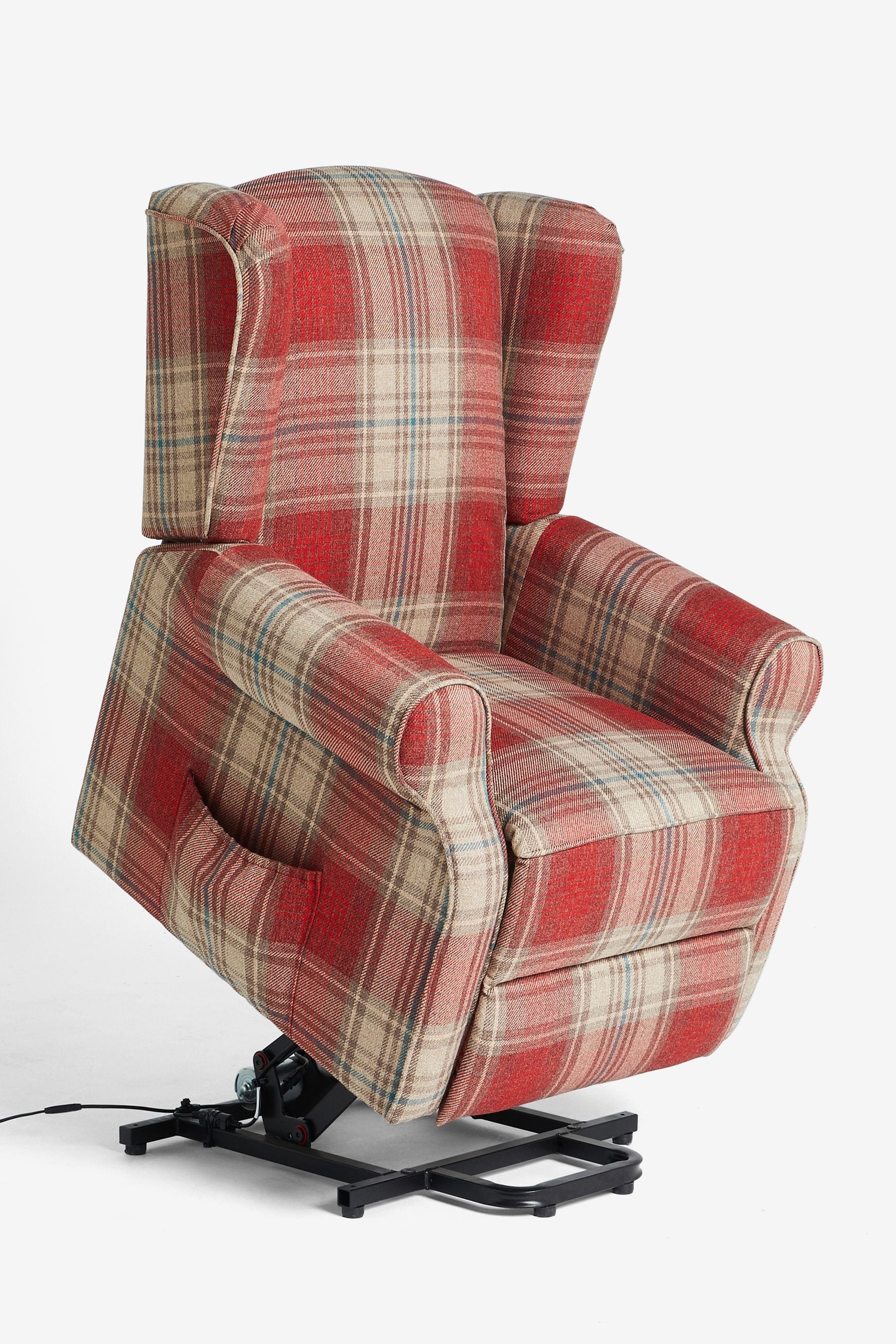 Versatile Check Stirling Red Electric Recliner Sherlock Highback Armchair