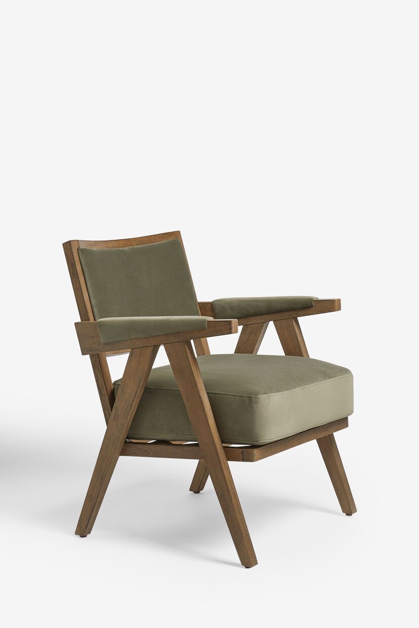 Bronx Frame, Soft Velvet Sage Green Abe Wooden Accent Chair - Image 3 of 8