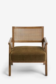 Bronx Frame, Fine Chenille Moss Green Abel Wooden Rattan Accent Chair - Image 2 of 8