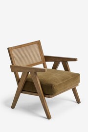 Bronx Frame, Fine Chenille Moss Green Abel Wooden Rattan Accent Chair - Image 3 of 8