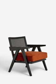 Black Frame, Soft Velvet Rust Brown Abel Wooden Rattan Accent Chair - Image 4 of 8