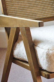 Bronx Frame, Oslo Faux Fur Light Natural Abel Wooden Rattan Accent Chair - Image 8 of 9