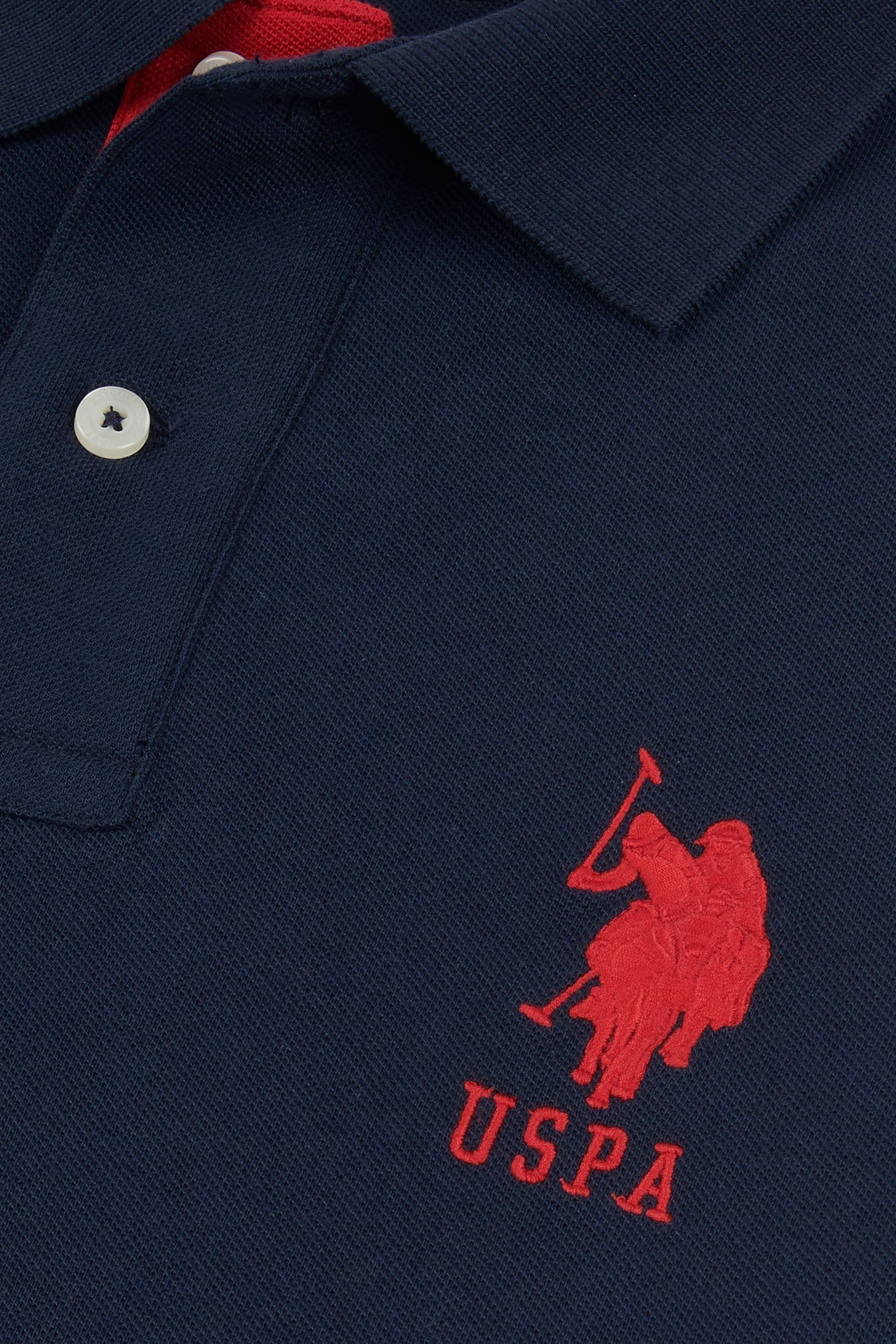 Navy Blue U.S. Polo Assn. Regular Fit Mens Player 3 Pique 100 Cotton Polo Shirt