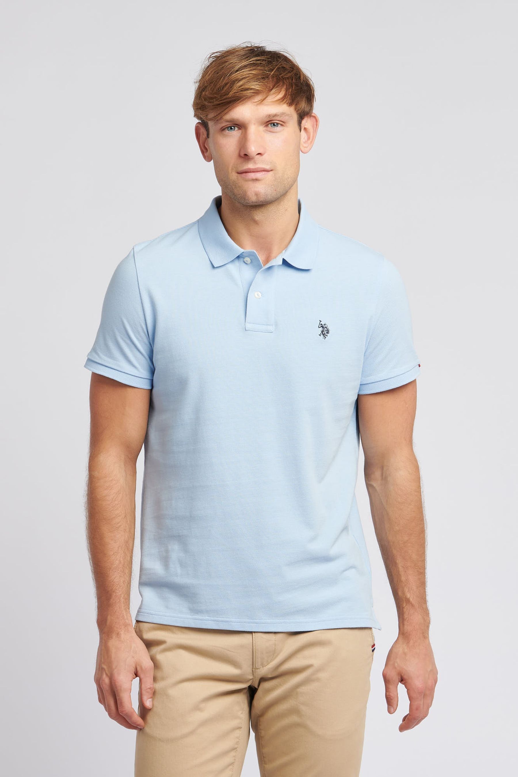 Buy U.S. Polo Assn. Light Blue Regular Fit Pique 100 Cotton Polo Shirt from the Next UK online shop