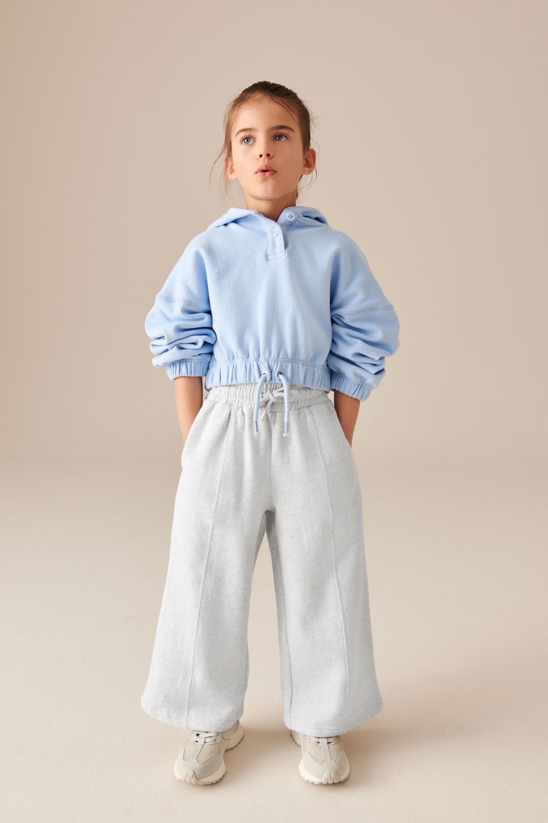 Grey Marl Wide Leg Joggers 3 16yrs