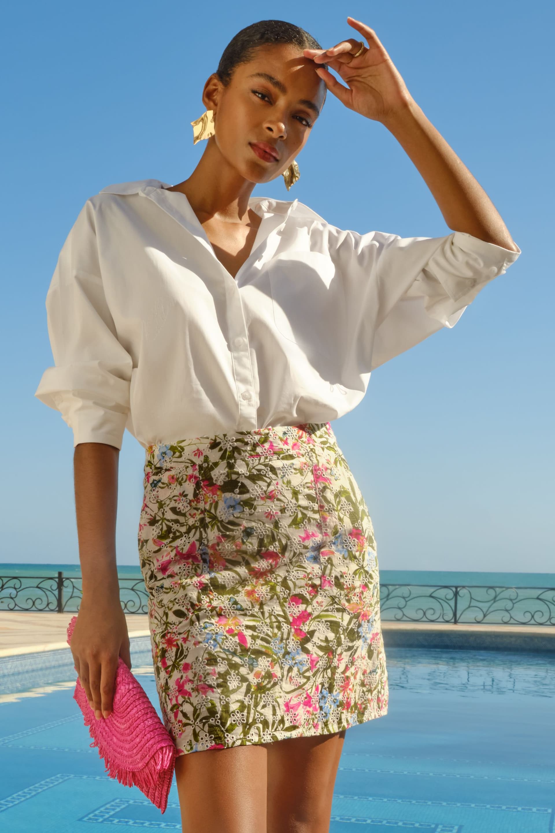 Love & Roses Ivory White Broderie Mini Skirt - Image 4 of 4
