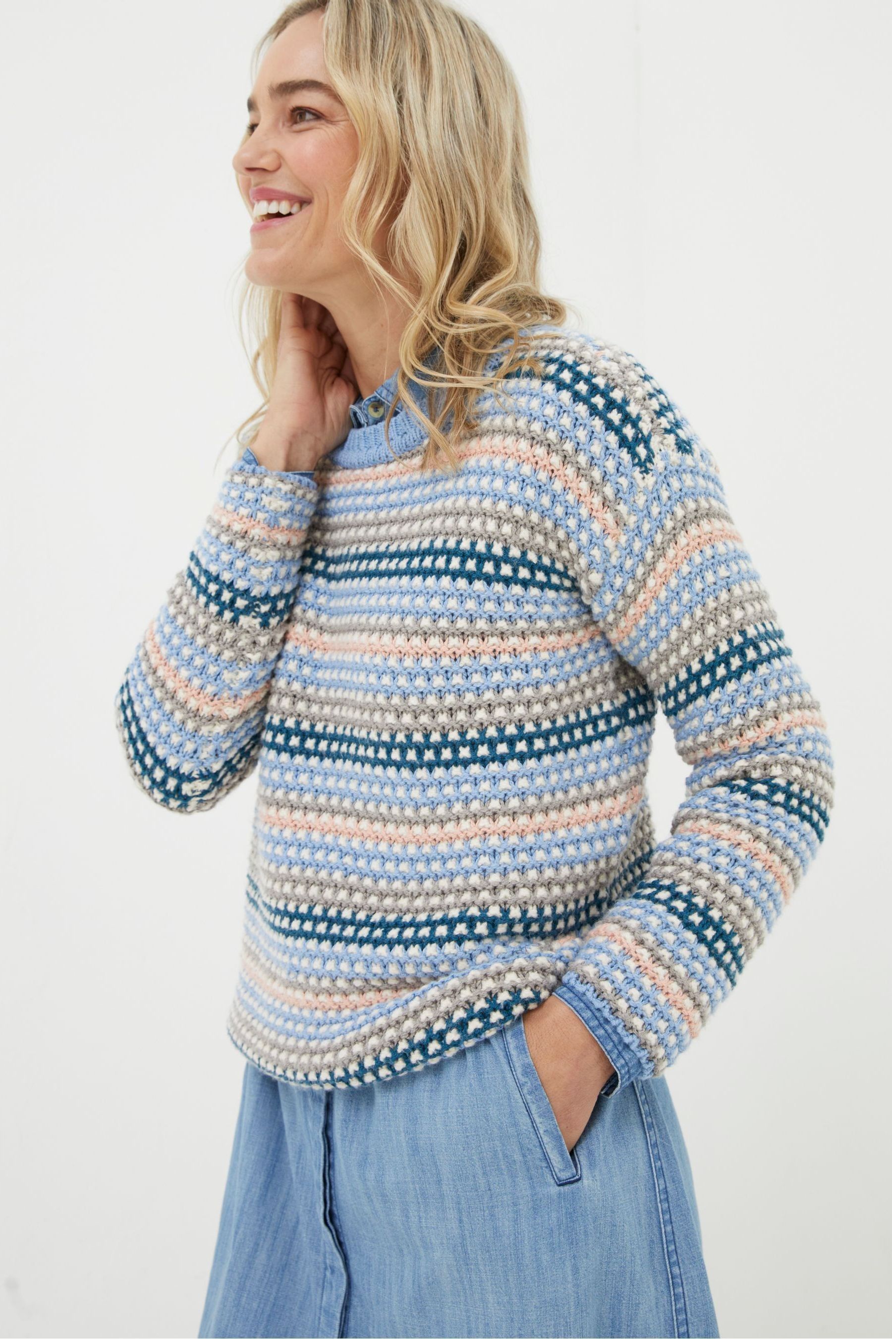 Buy FatFace Blue Elsewhere Stitch Stripe Jumper from Next Luxembourg