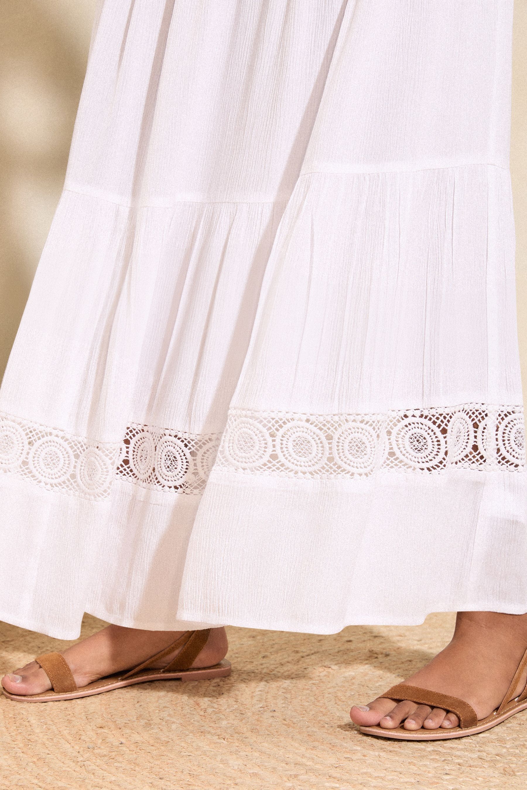 Buy Love Roses White Embroidered Beach Maxi Skirt from Next Luxembourg