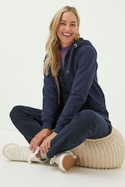 FatFace Amy Navy Blue Zip Through Hoodie - Image 3 of 5