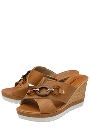 Lotus Brown Casual Wedge Mule Sandals - Image 2 of 4