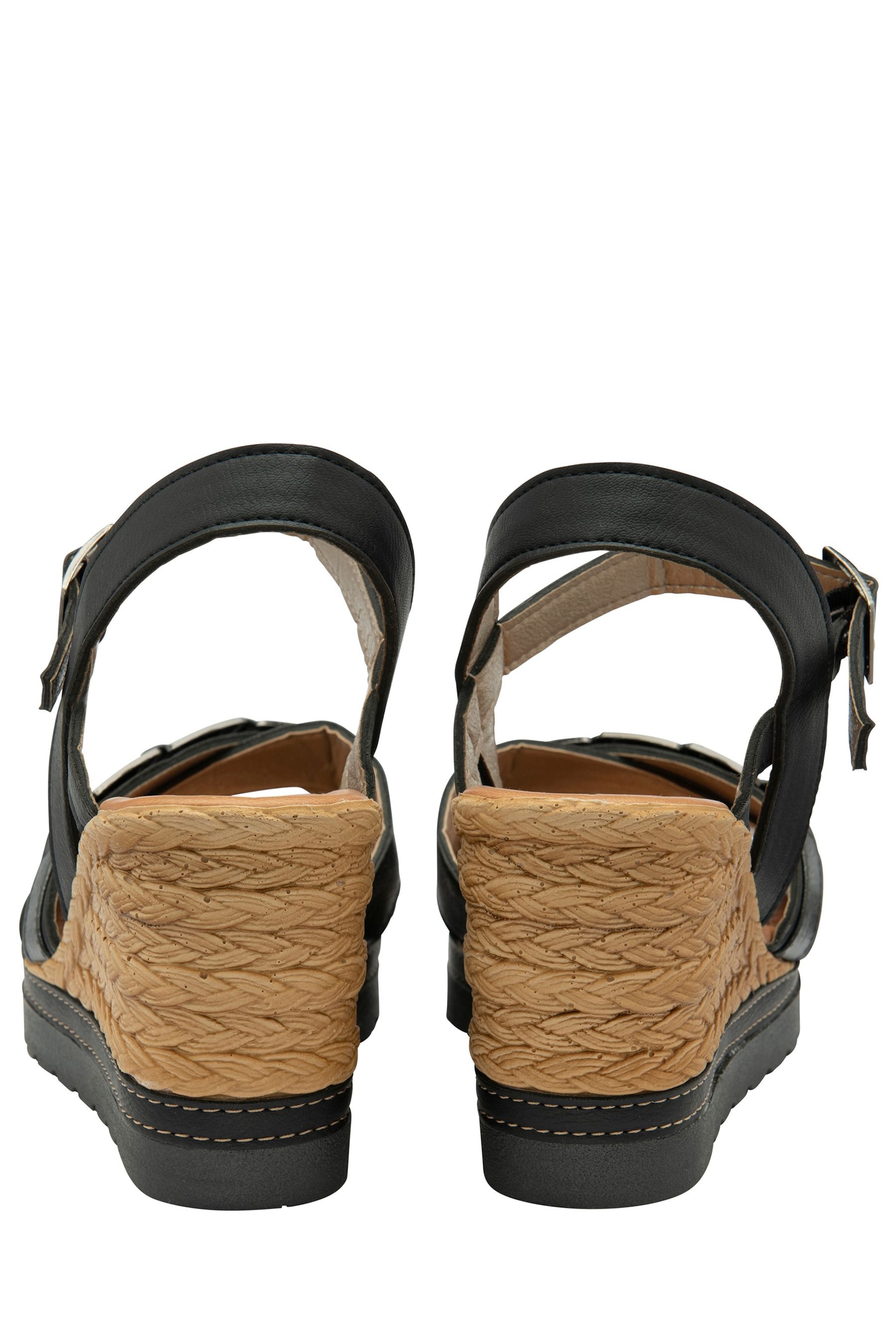 Lotus Black Casual Wedge Sandals - Image 3 of 4
