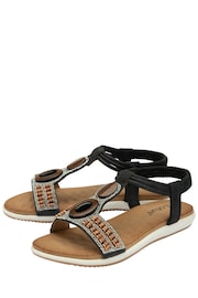 Lotus Black Casual Low Wedge Sandals - Image 2 of 4