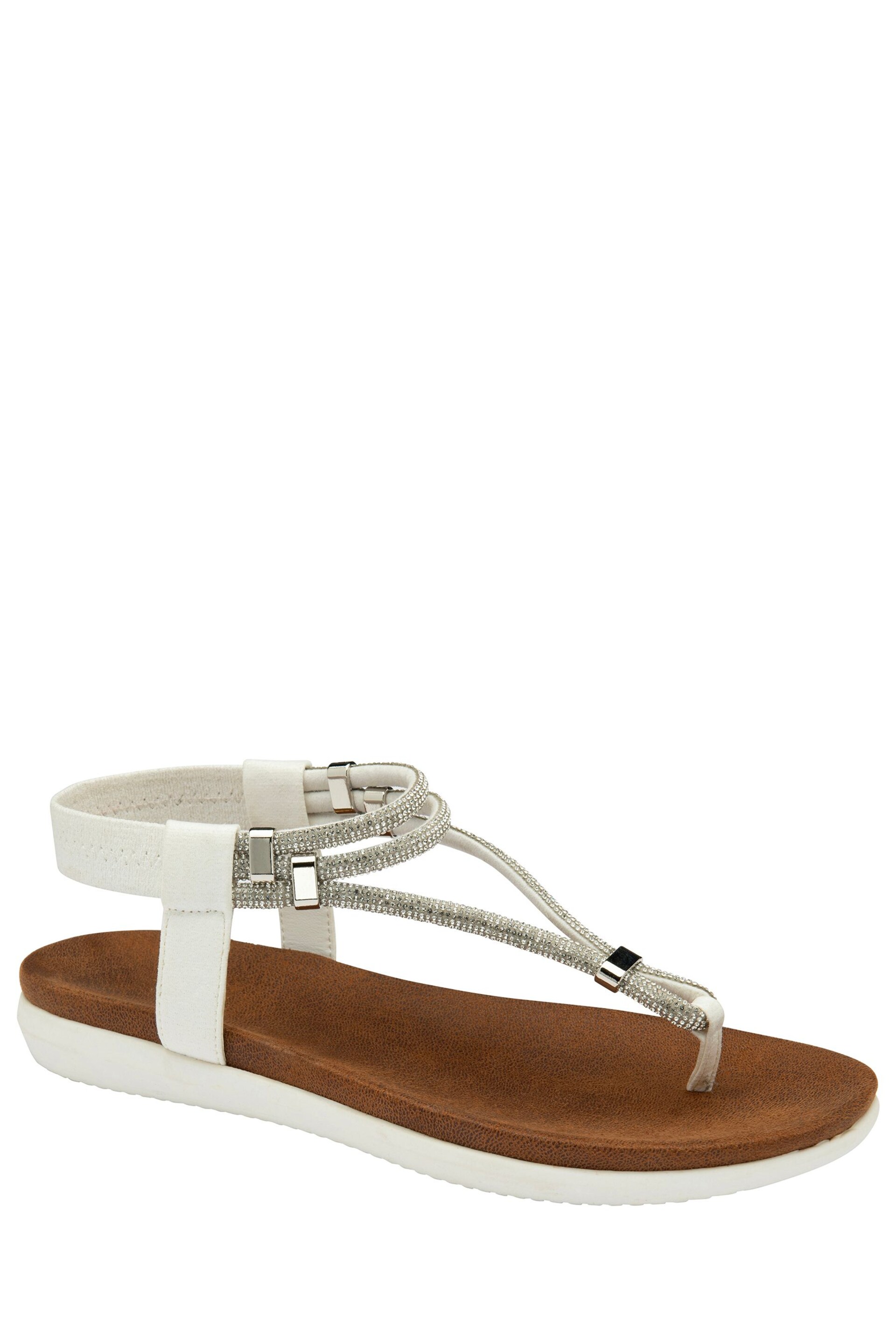 Lotus White Casual Toe Thong Sandals - Image 1 of 4