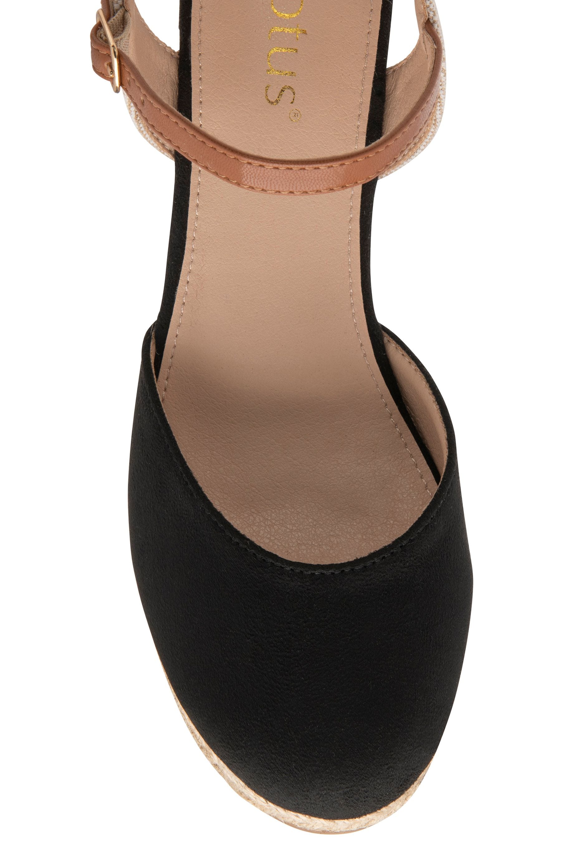 Lotus Black Wedge Espadrille Shoes