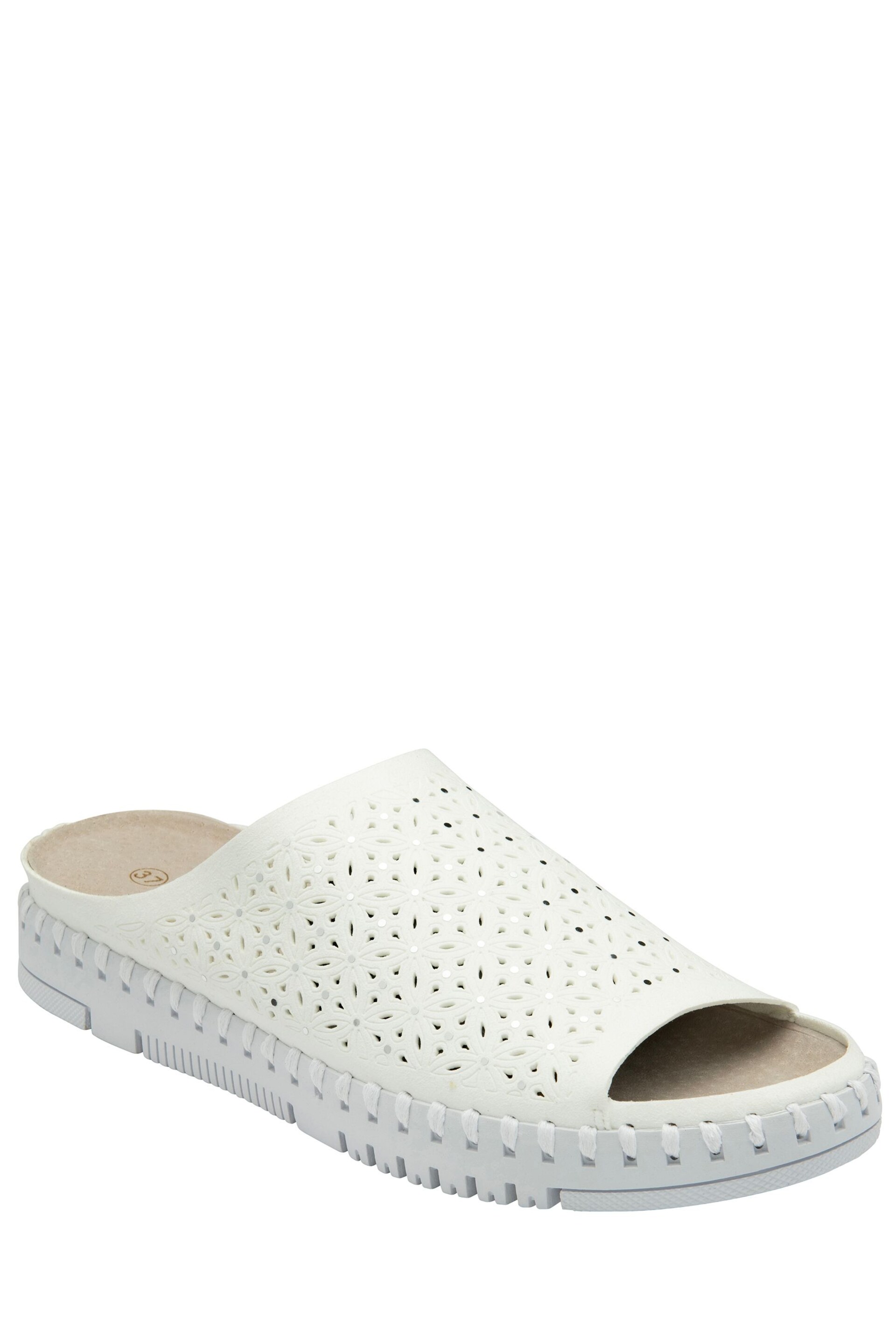 Lotus White Open Toe Mule Sandals - Image 1 of 4