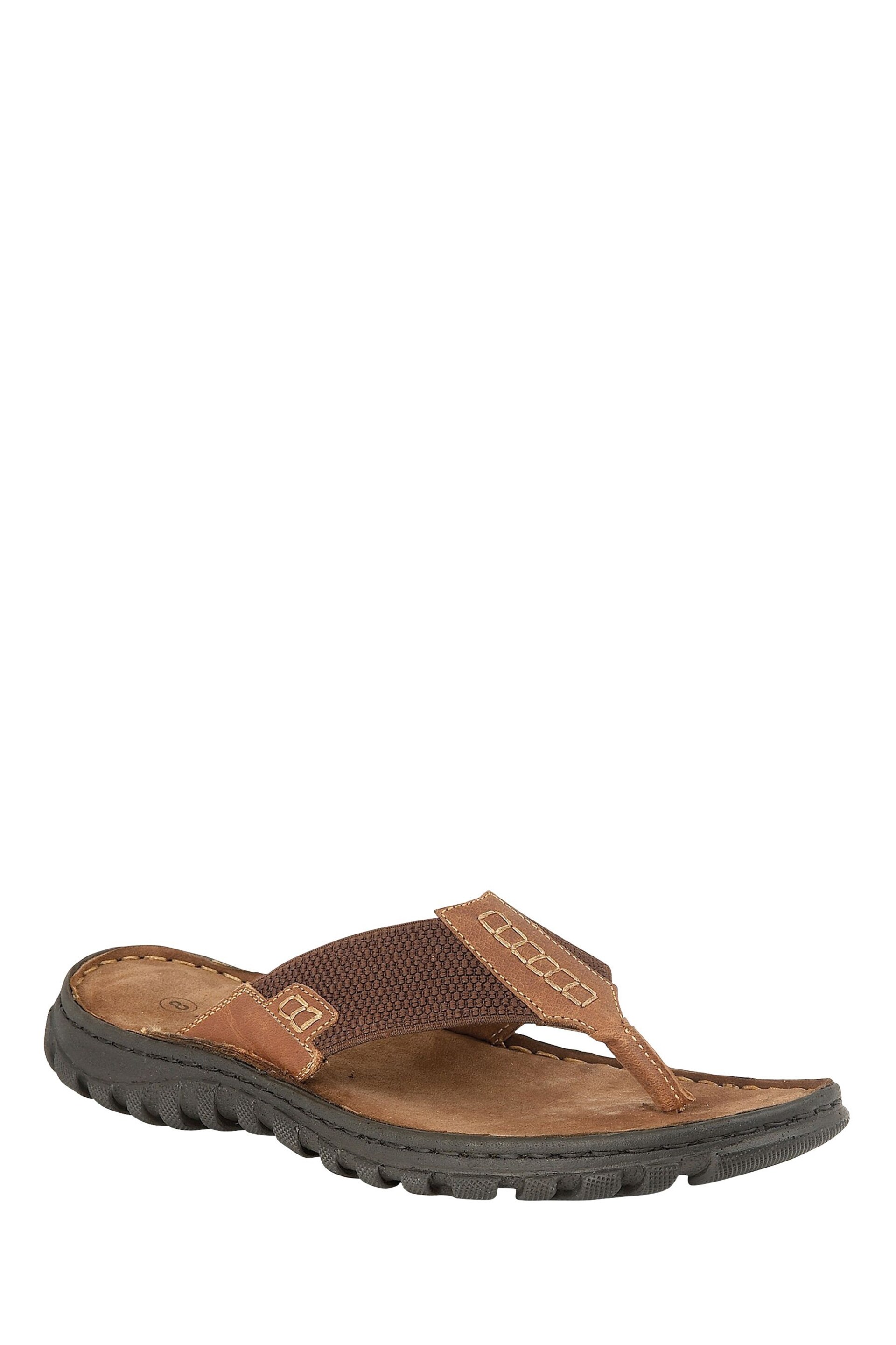 Lotus Brown Casual Toe Post Sandals - Image 1 of 4