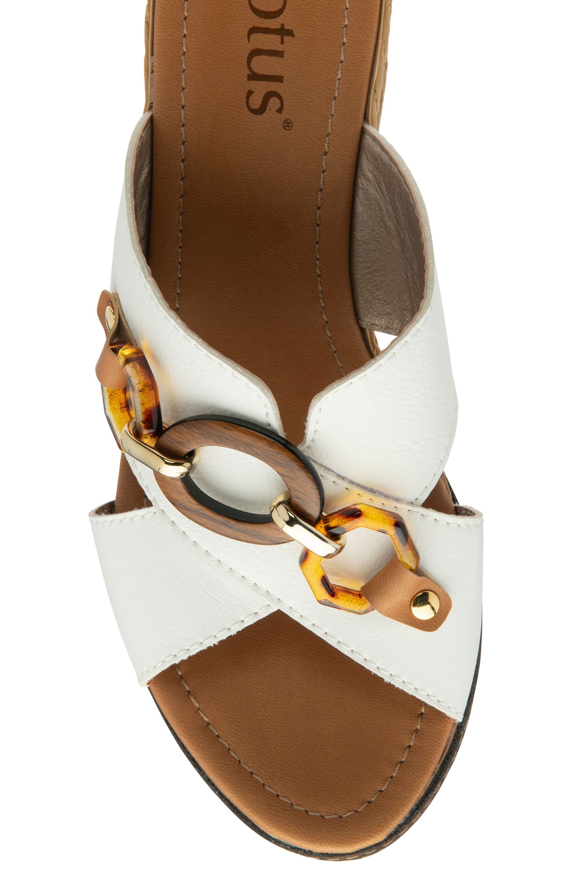 Lotus White Casual Wedge Mule Sandals - Image 4 of 4