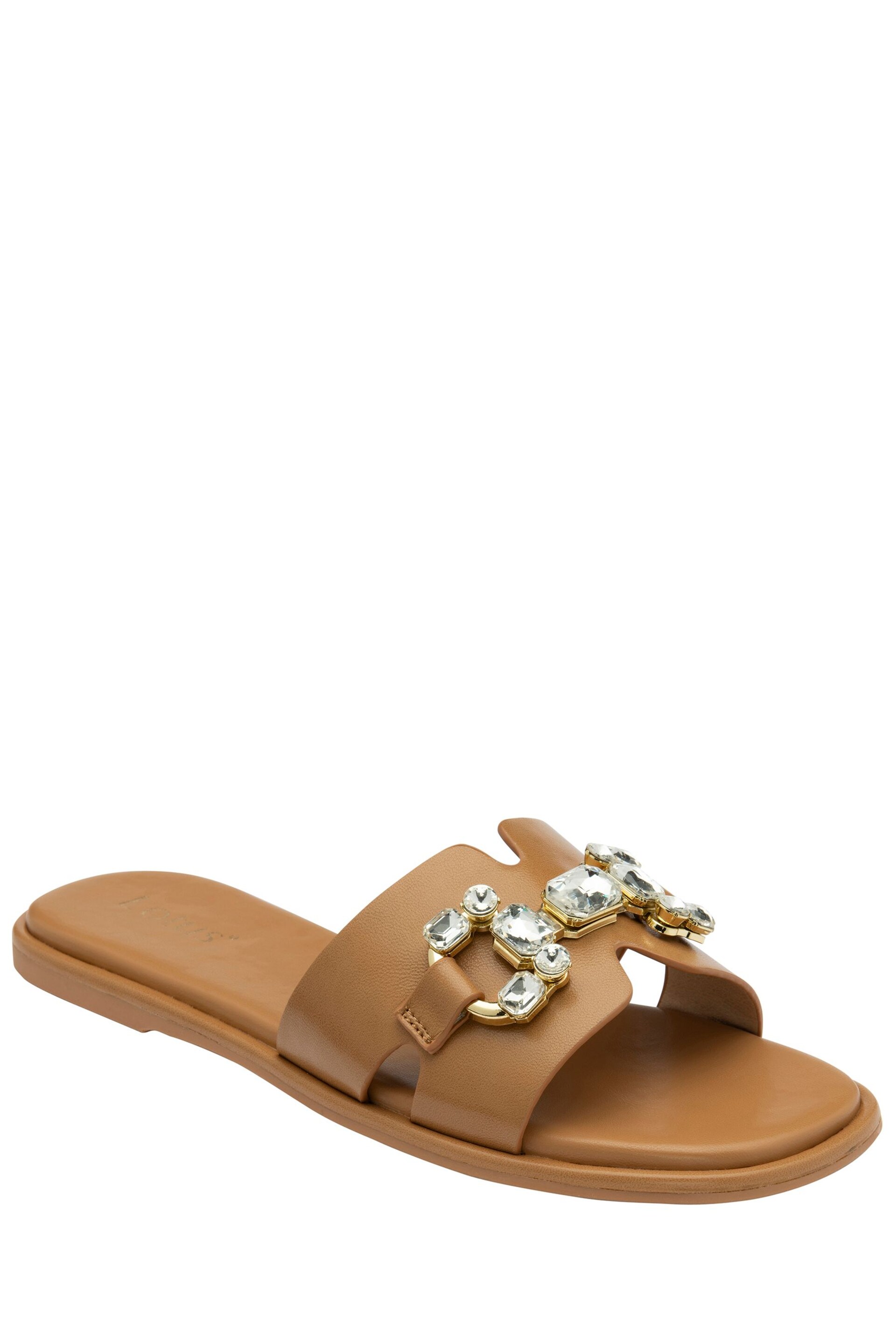 Lotus Brown Flat Slider Sandals - Image 1 of 4