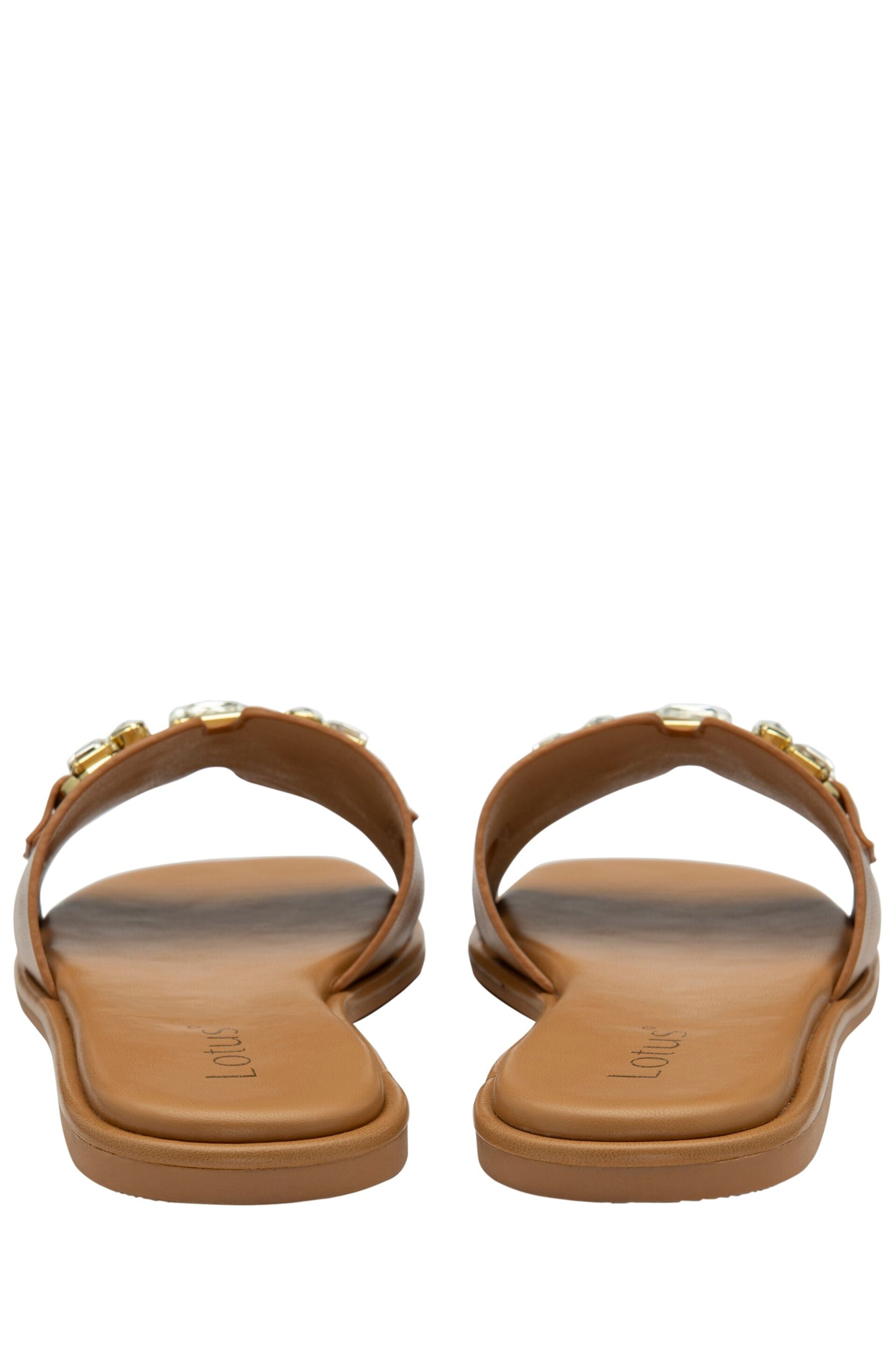 Lotus Brown Flat Slider Sandals - Image 3 of 4