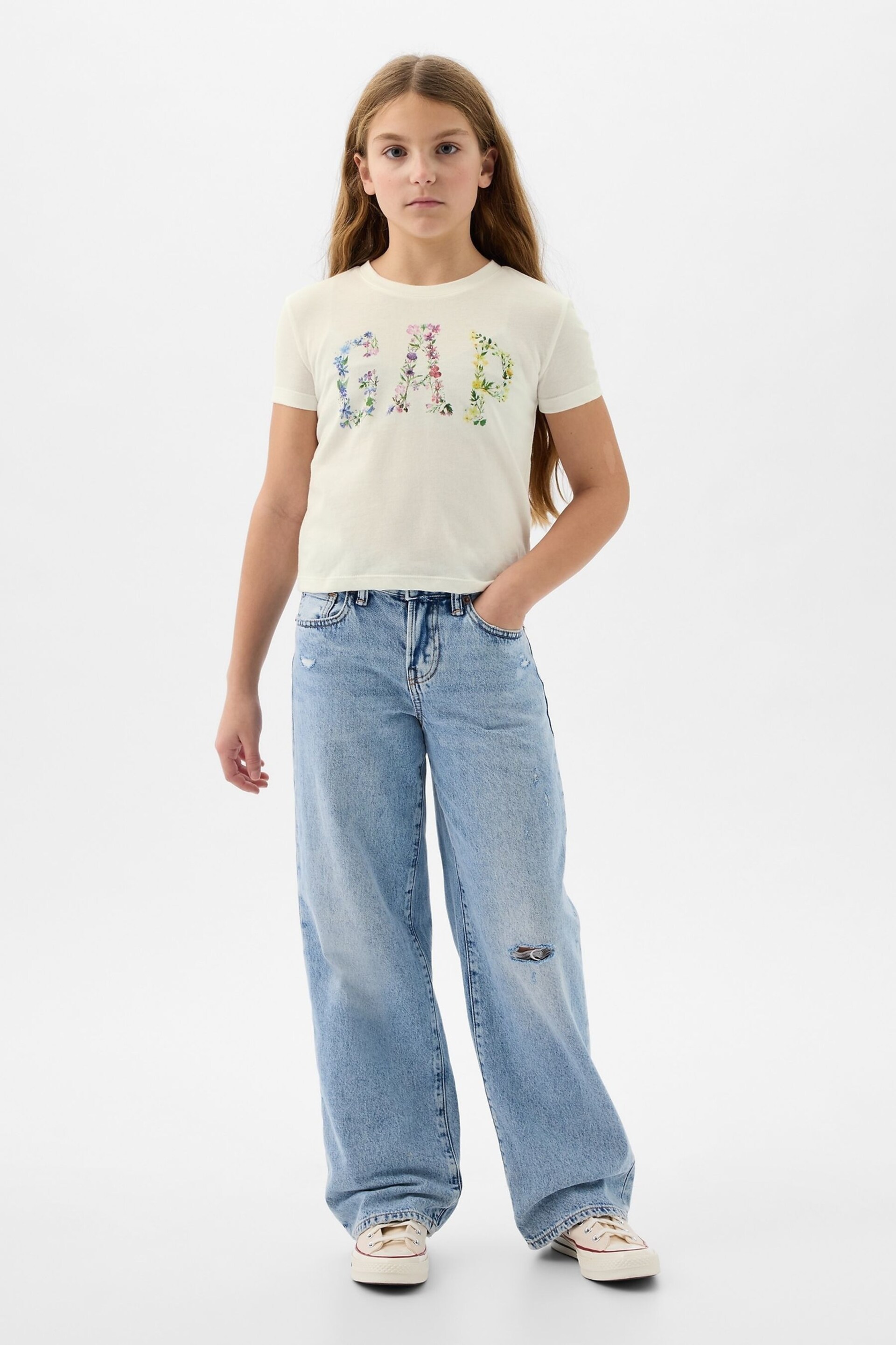 Gap White Floral Graphic Logo Short Sleeve Crew Neck T-Shirt (4-13yrs) - Image 3 of 3