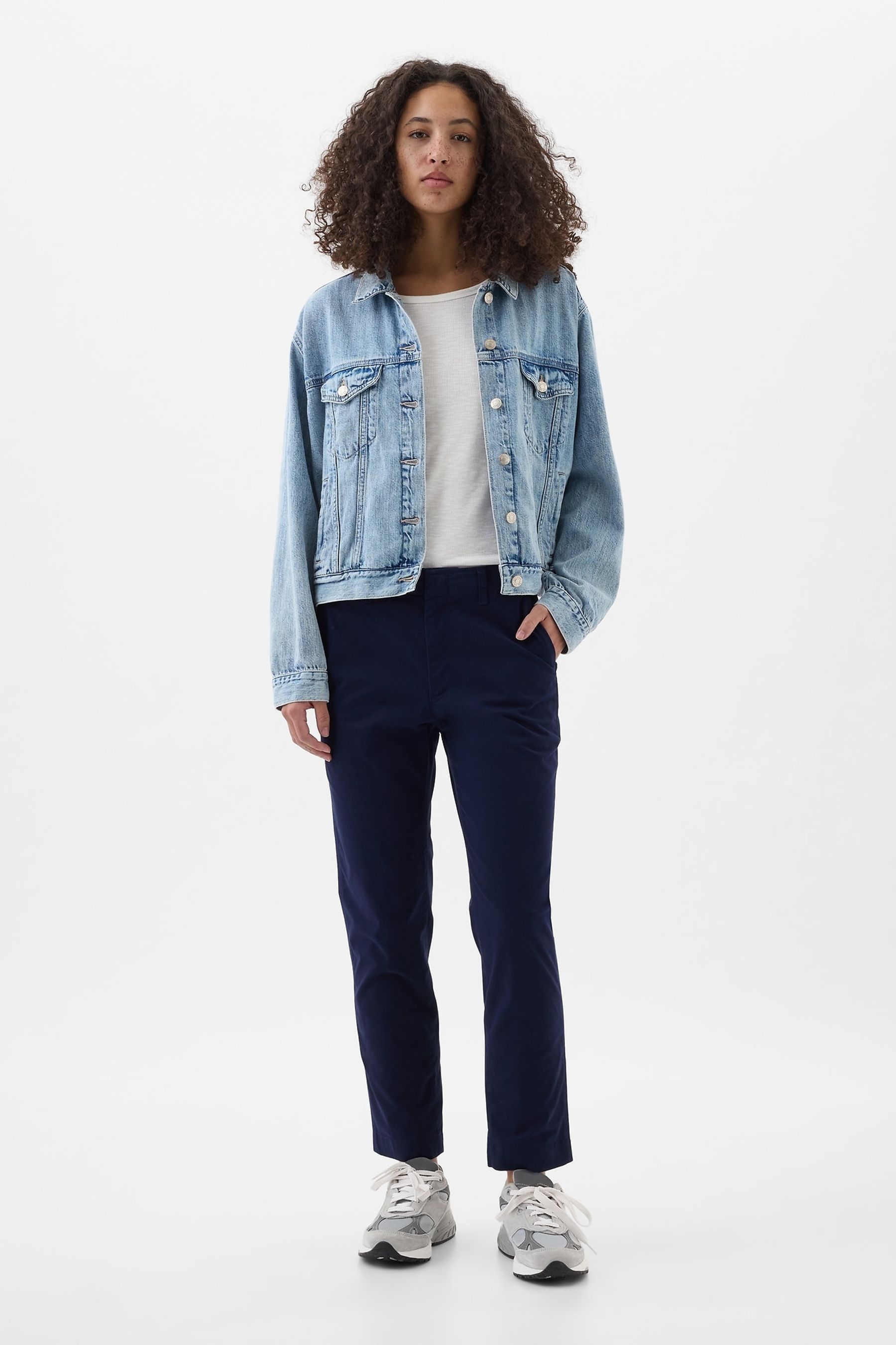 Buy Gap Navy Blue Mid Rise Downtown Chinos from Next Netherlands