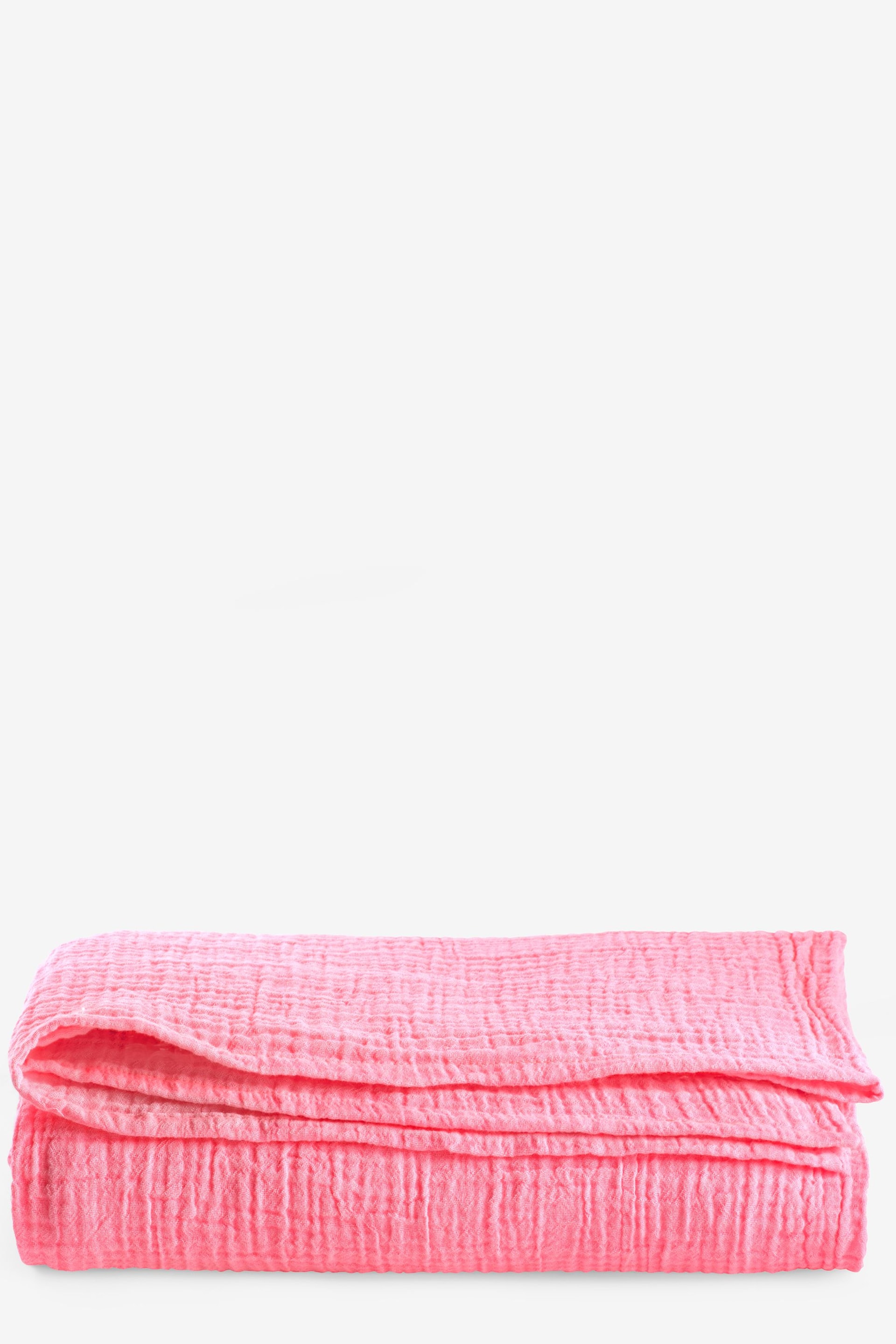 Neon Pink Crinkle Cotton Muslin Lightweight Throw - Image 3 of 3