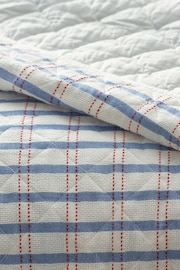 White/Blue Woven Check Quilted Throw - Image 3 of 3