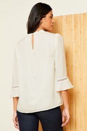 Love & Roses Ivory White Scallop Pintuck Flute Sleeve Blouse - Image 3 of 4