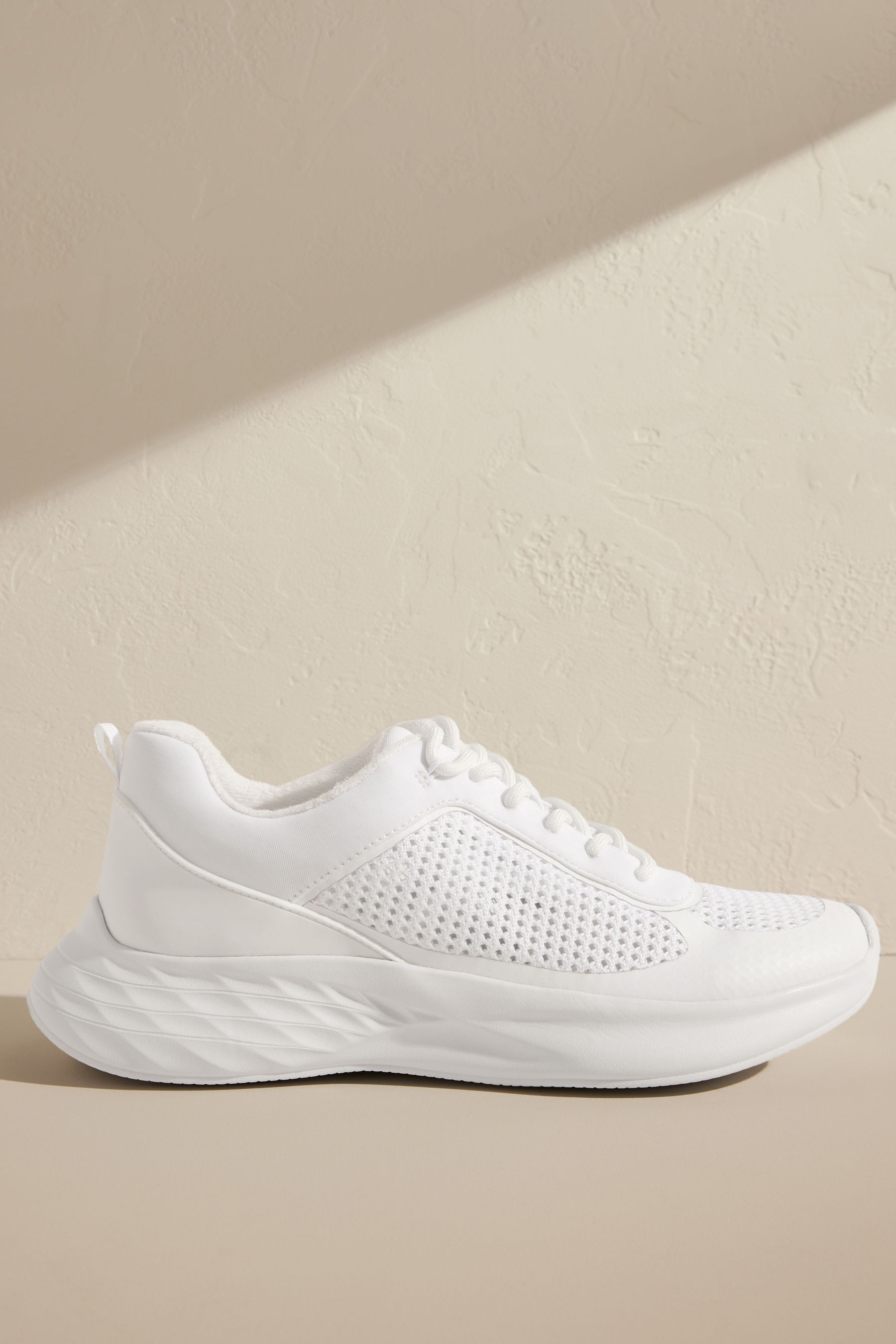 self. White Lace Up Trainers