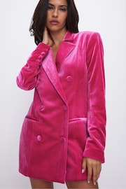 Good American Pink Mini Velvet Exec Blazer Dress - Image 1 of 8