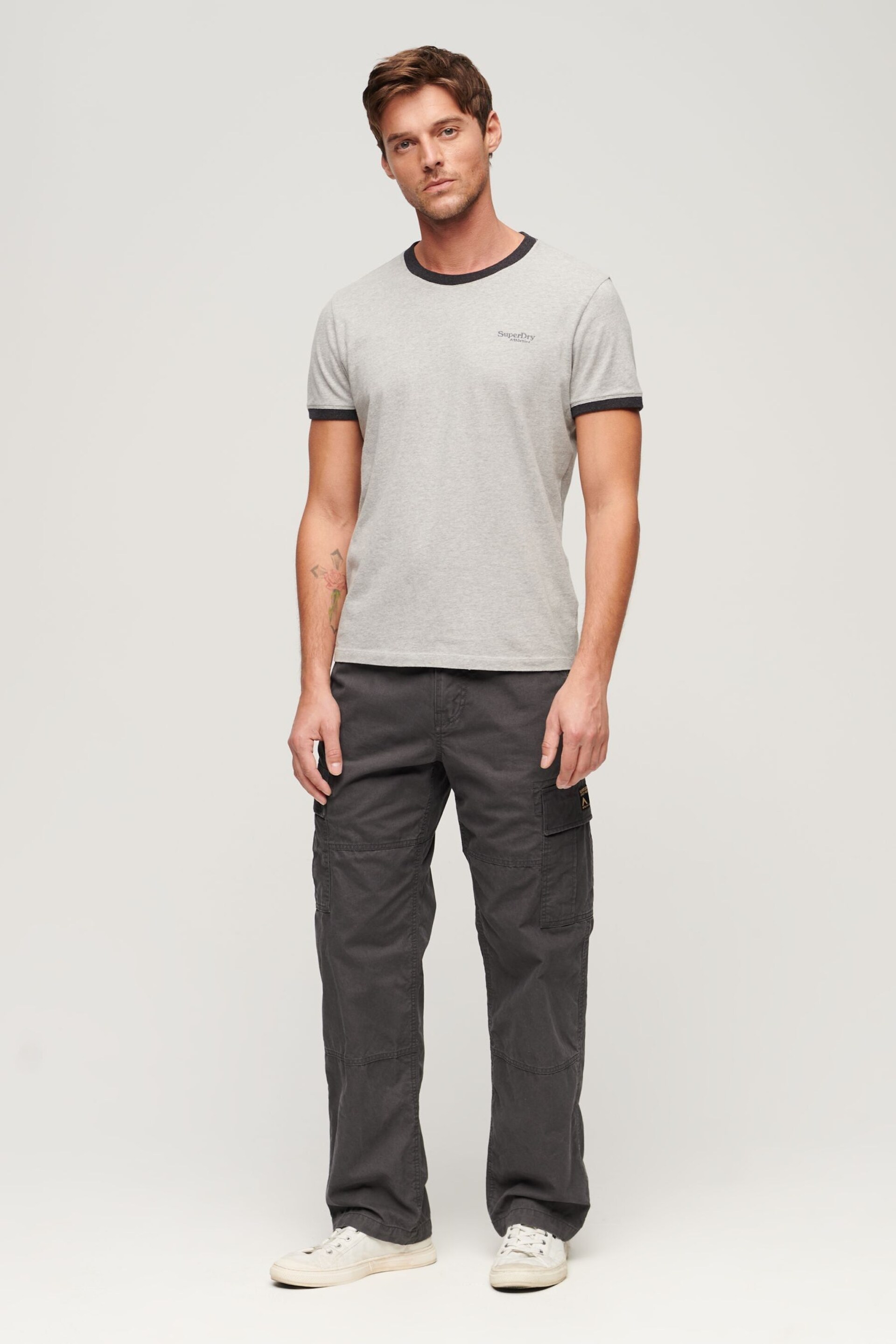 Superdry Grey Vintage Baggy Cargo Trousers - Image 3 of 7