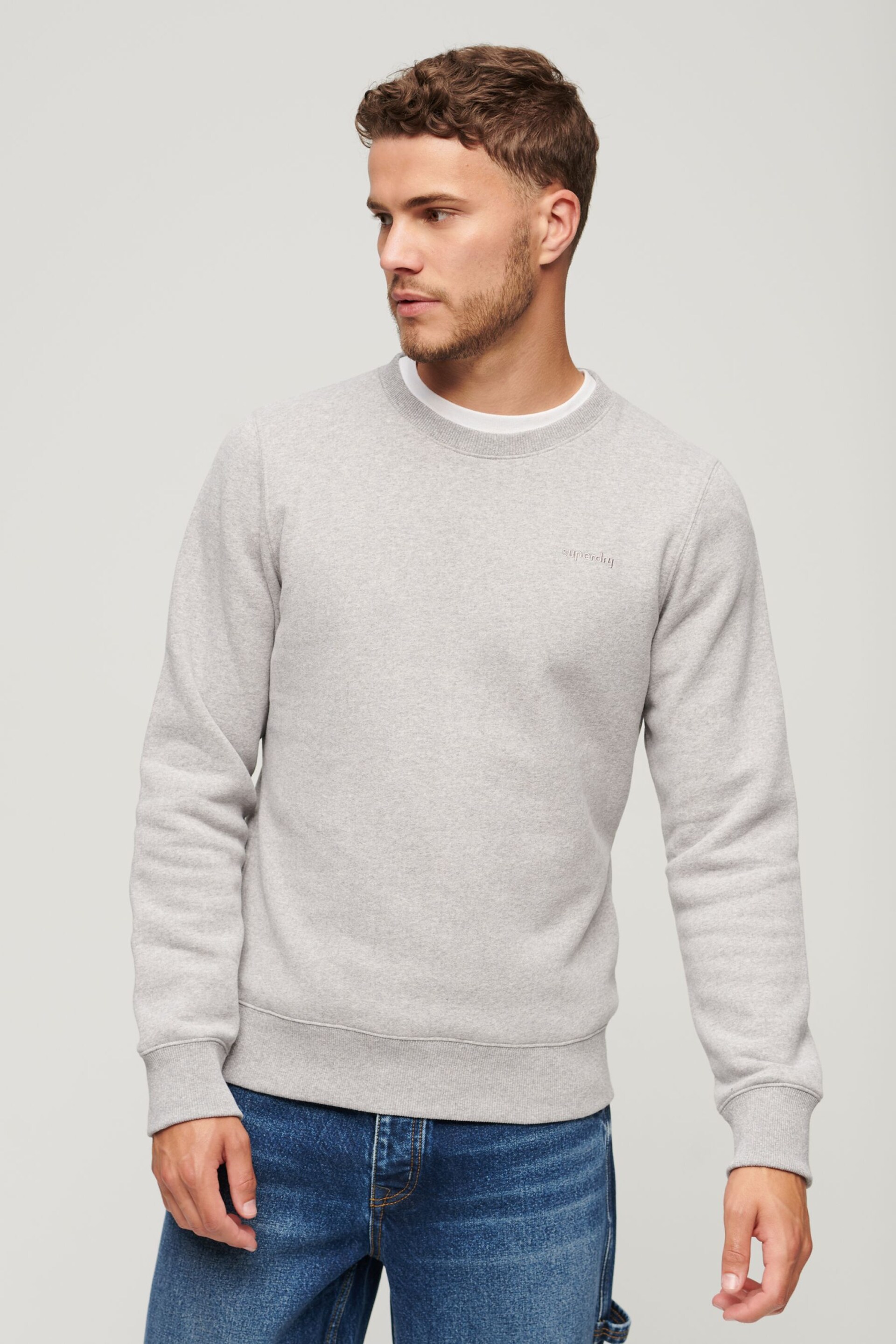 Superdry Grey Vintage Washed Sweatshirt - Image 1 of 6
