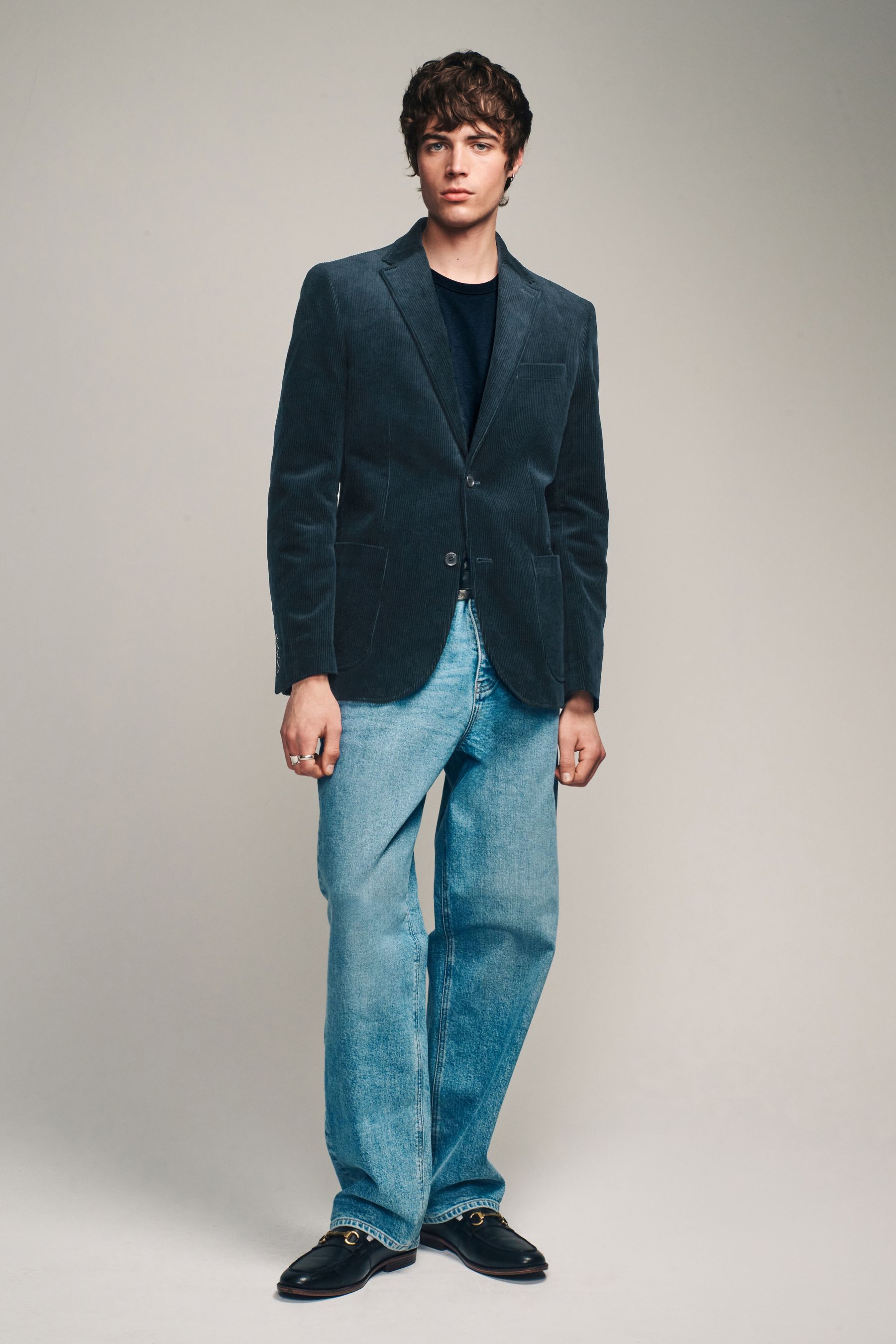 Buy Navy Blue Regular Fit Textured Cord Blazer from the Next UK online shop