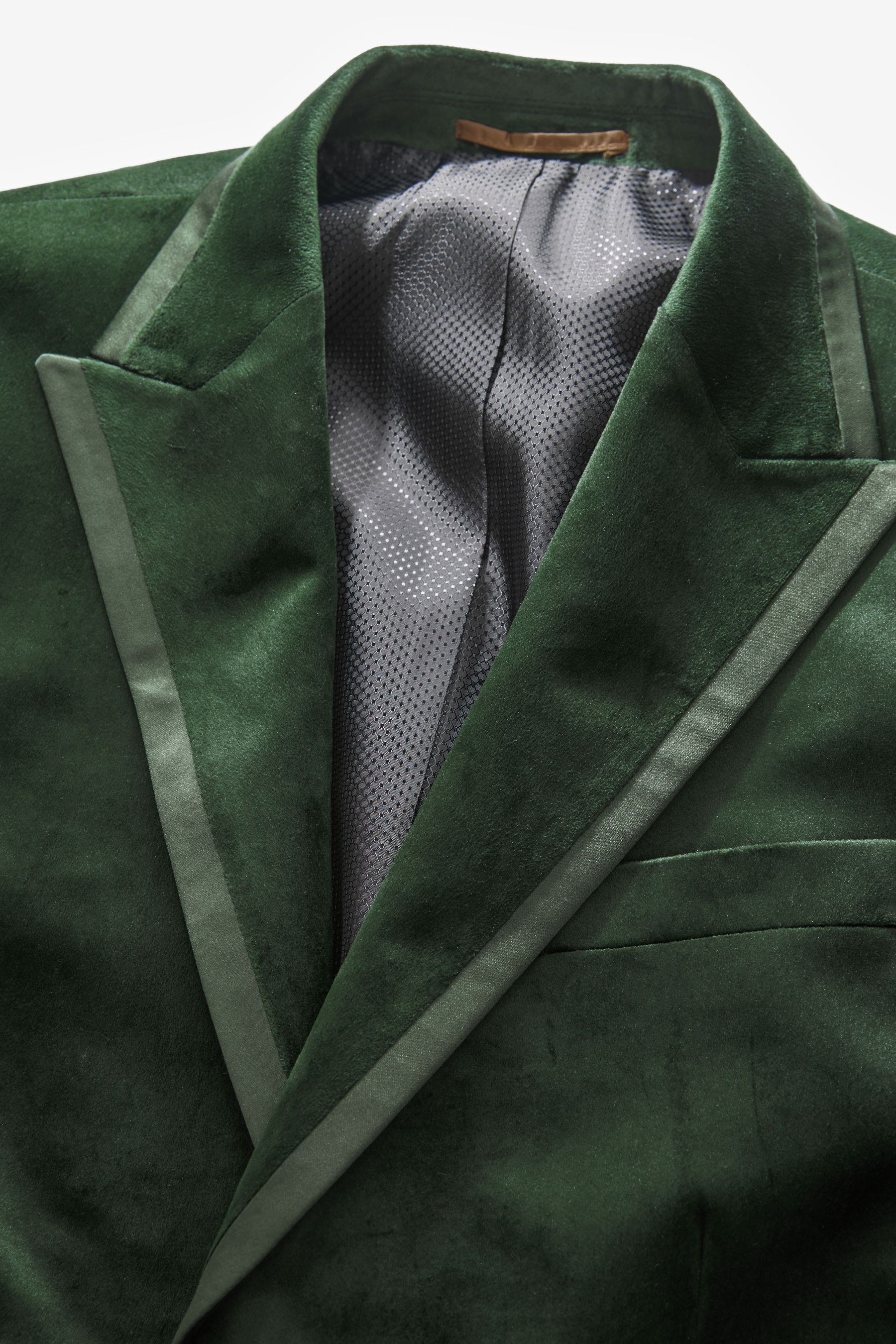 Buy Khaki Green Regular Fit Self Lapel Velvet Blazer from the Next UK online shop