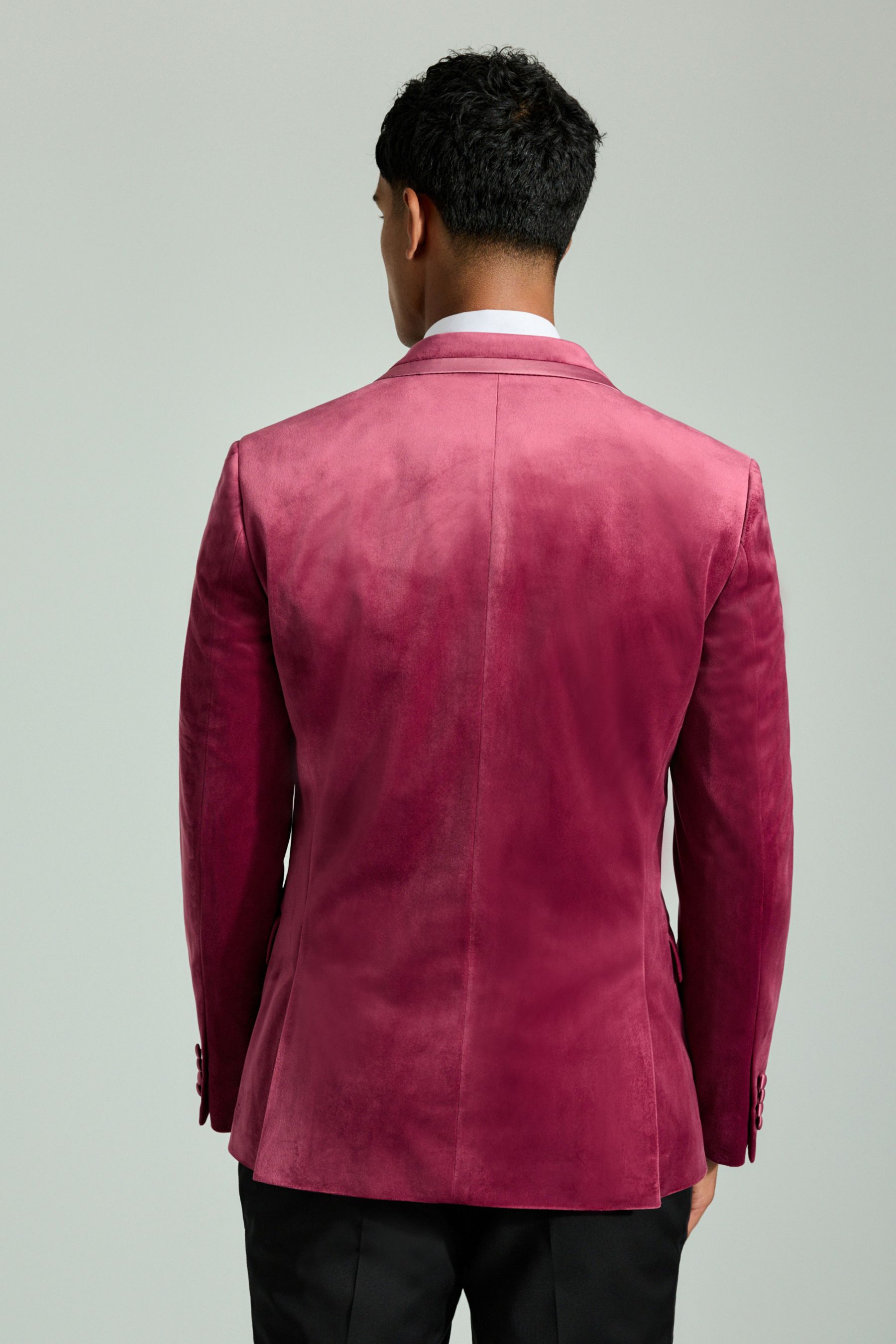 Buy Fuchsia Pink Slim Fit Self Lapel Velvet Blazer from the Next UK online shop