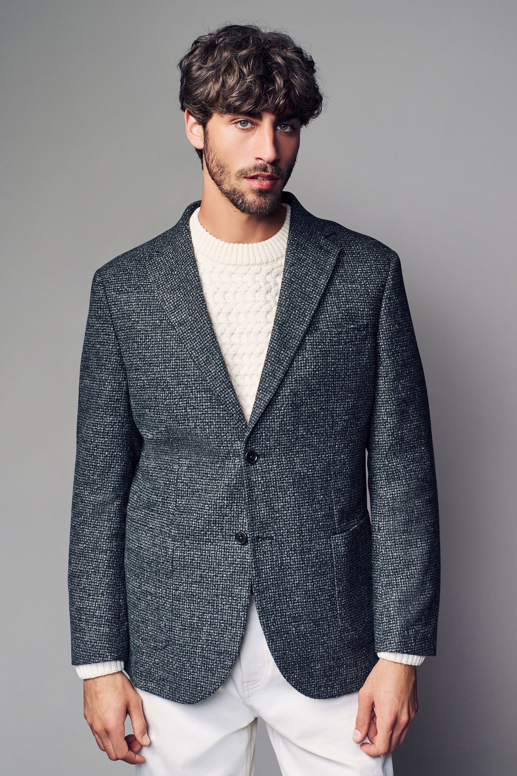 Buy Charcoal Grey Brushed Check Blazer With Wool from Next Poland