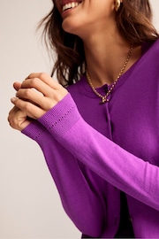 Boden Purple Catriona Cotton Cardigan - Image 3 of 6