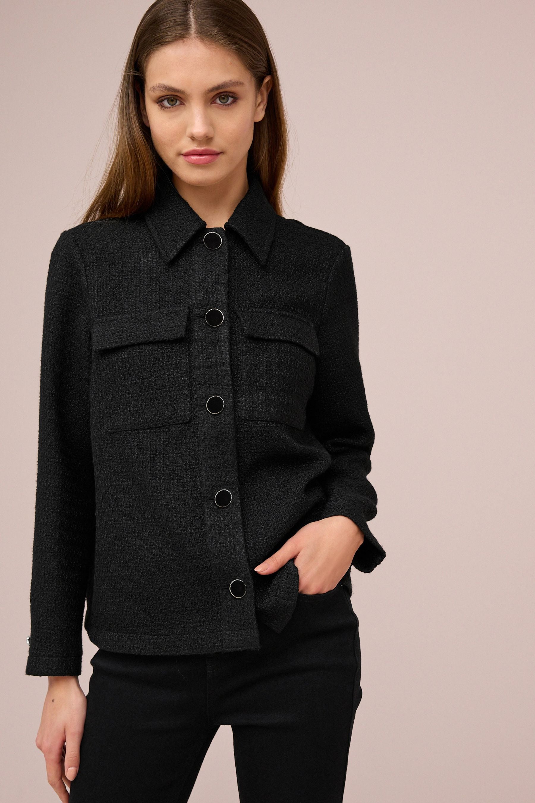 Buy Black Boucle Button Up Shacket from the Next UK online shop