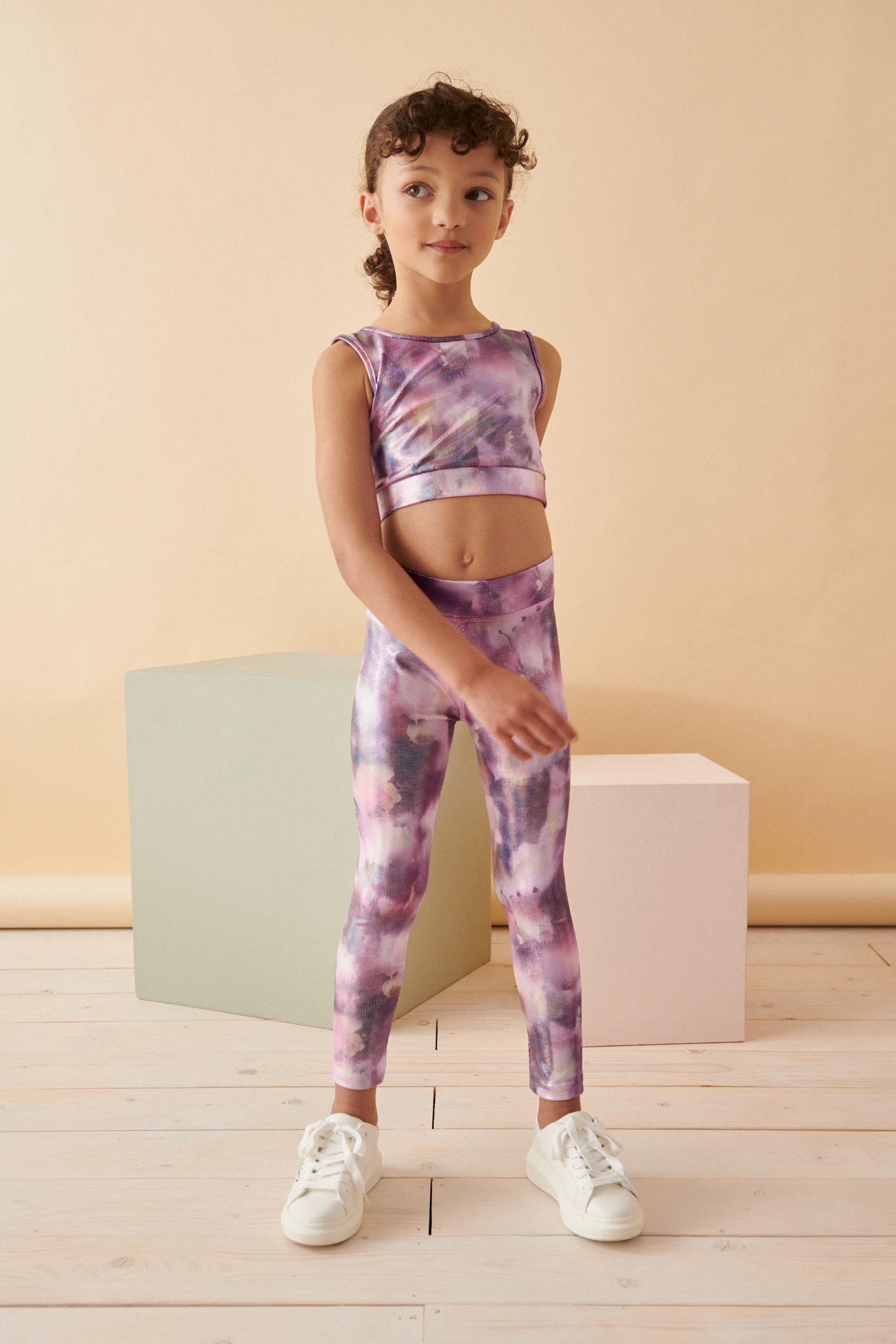 NEXT Pink Floral Tie Dye Sports Leggings 3 16yrs 8 Yrs Girls