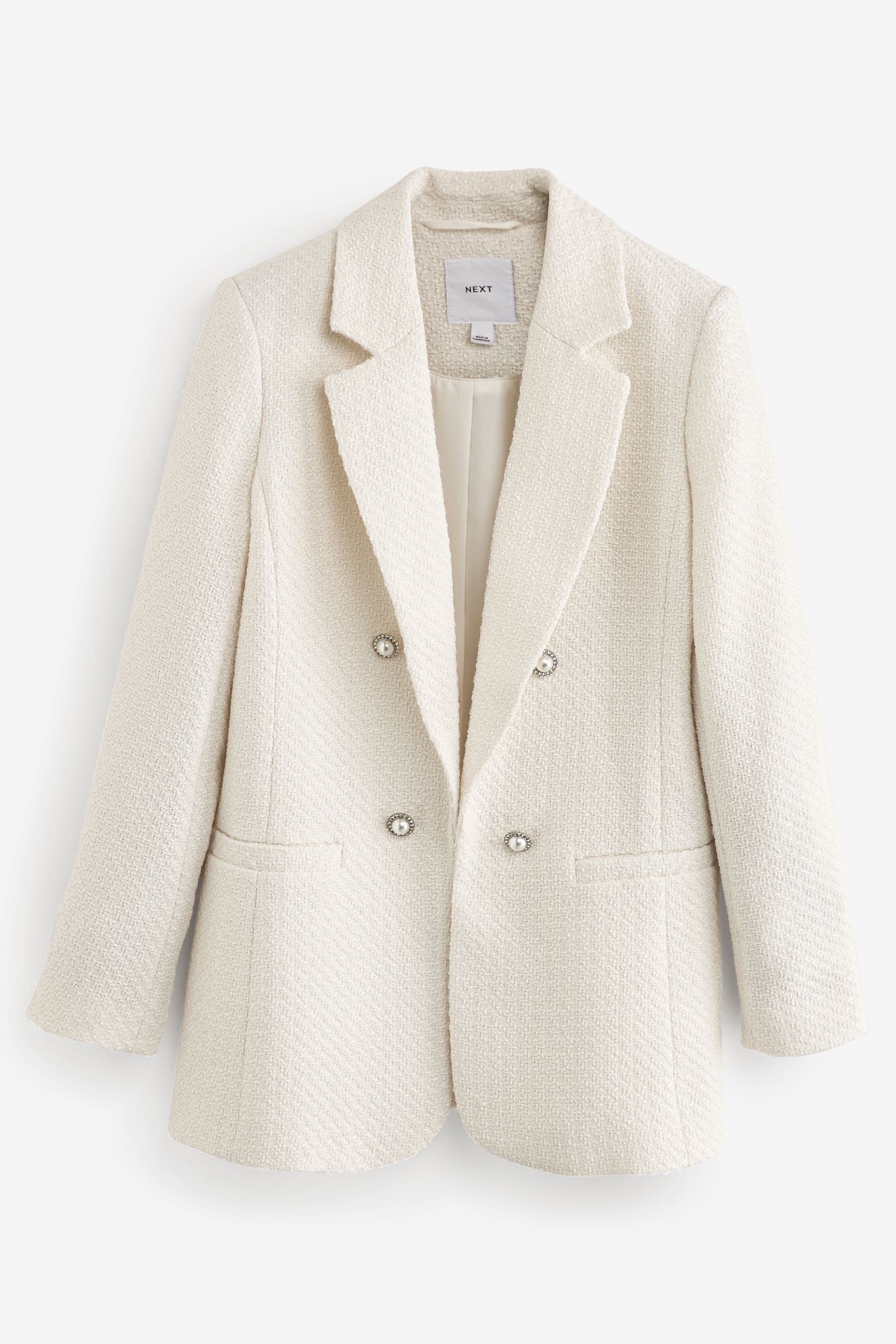 Buy Ecru Fitted Boucle Blazer from Next Luxembourg