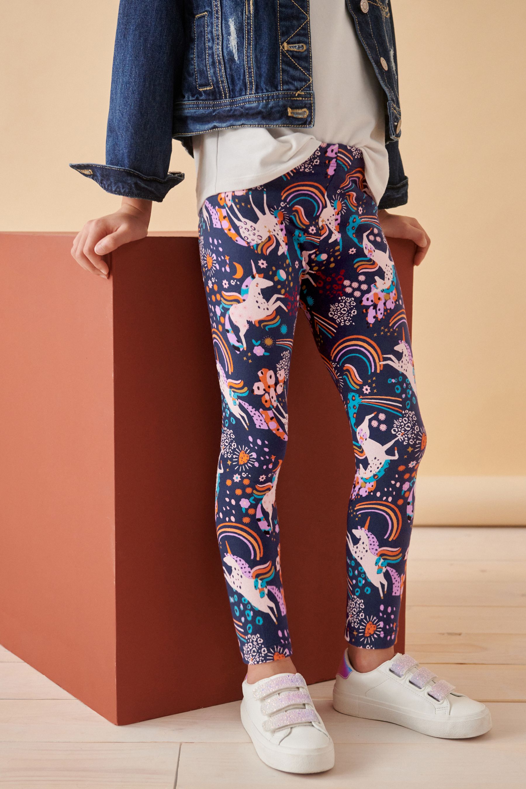 Rainbow print leggings store